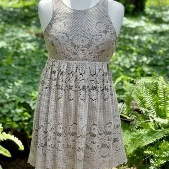 Free People FREE PEOPLE Rocco Lace overlay Dress Sz 0 Taupe sleeveless K Size XS / US 0-2 / IT 36-38 - 2 Thumbnail