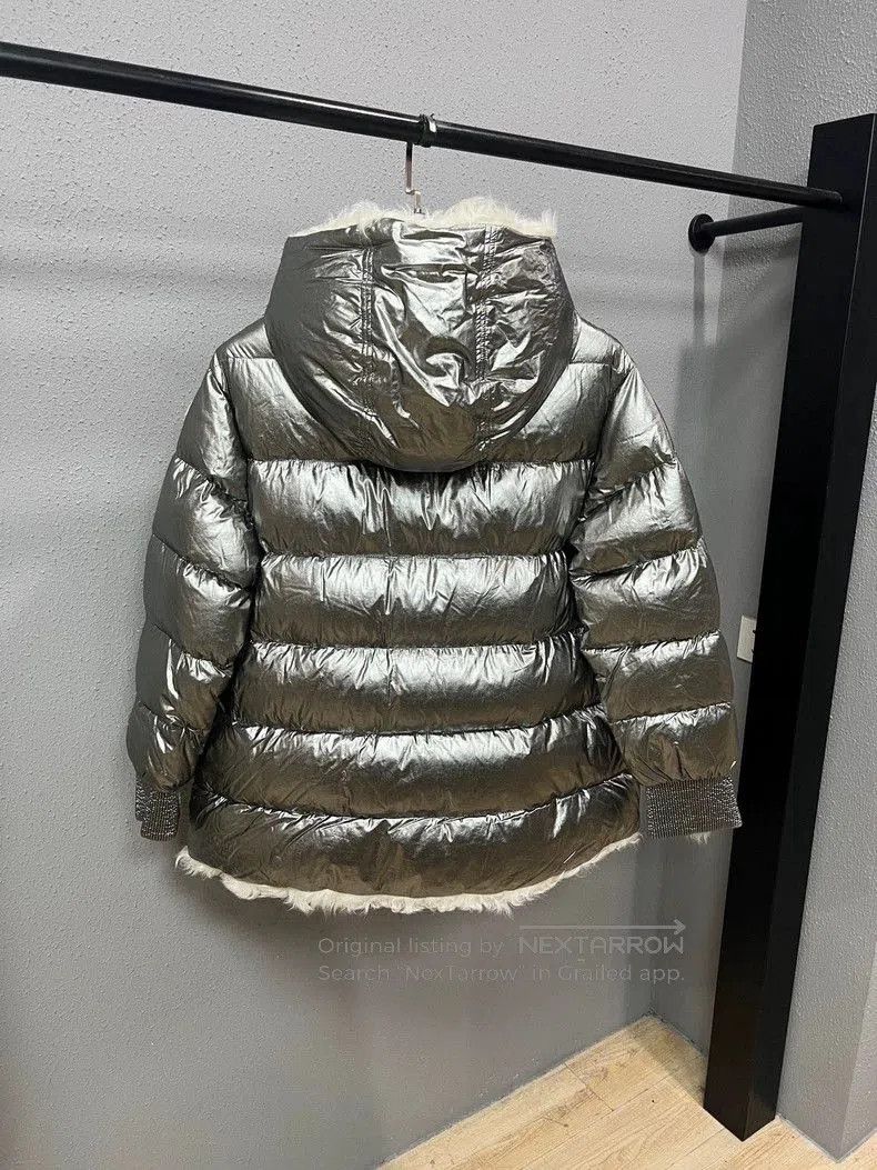 Moncler Moncler Silver Fur Trimmed Down Jacket. Size US M / EU 48-50 / 2 - 2 Thumbnail
