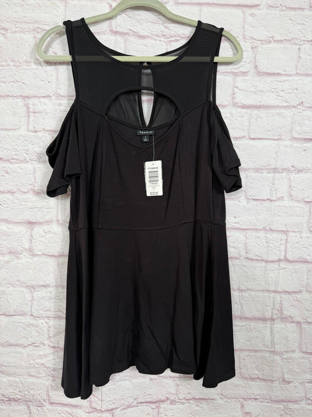 Other Torrid Black Mesh Yoke Peplum Top Size 1 NWT Size XL / US 12-14 / IT 48-50 - 1 Thumbnail