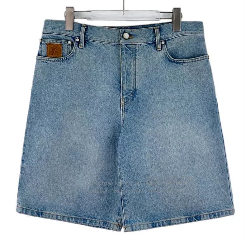 Louis Vuitton Louis Vuitton 25 blue logo leather denim shorts Size US 31 - 1 Thumbnail