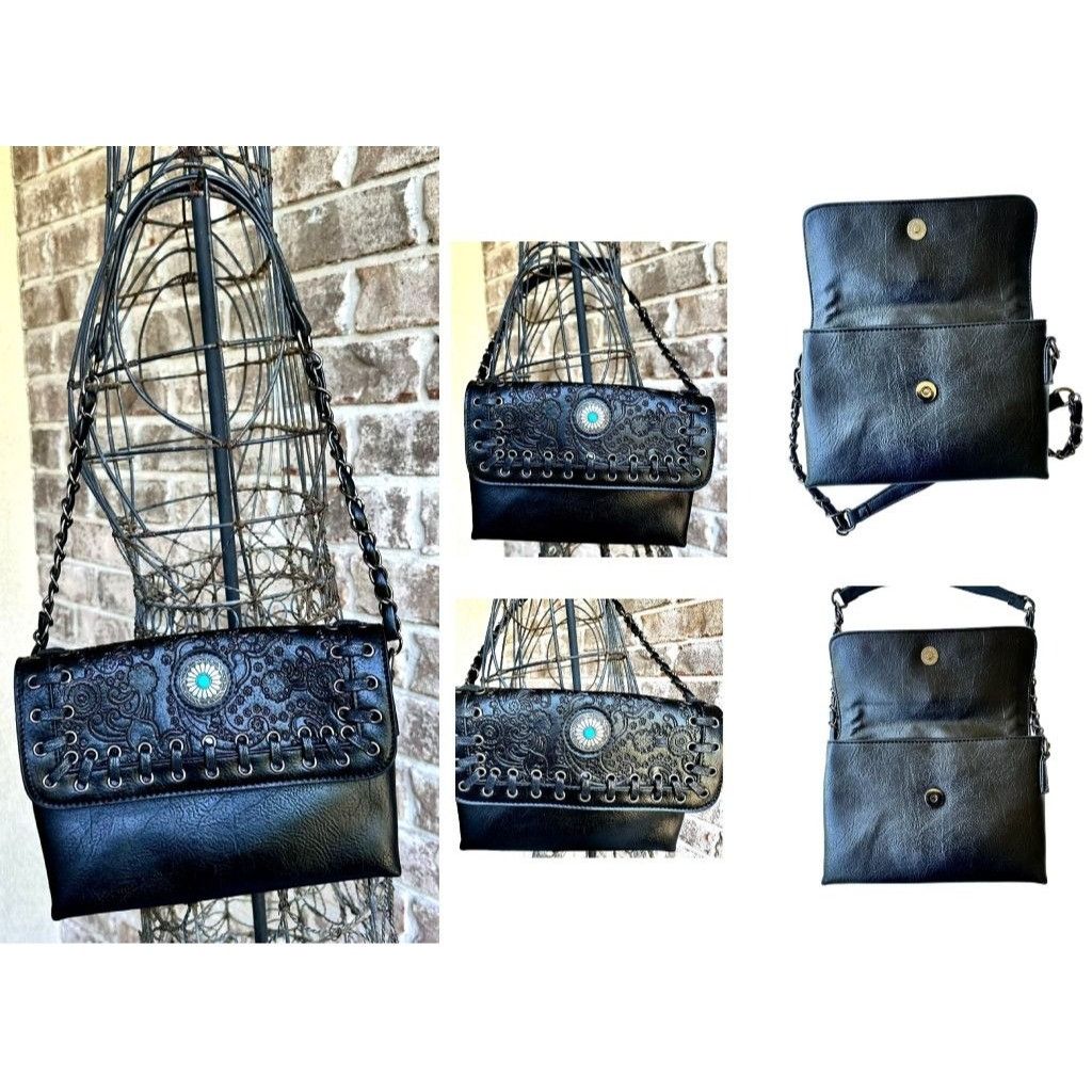 Other Sam Hadley Shoulder Bag Black Vegan Leather Western Tooled S Size ONE SIZE - 3 Thumbnail