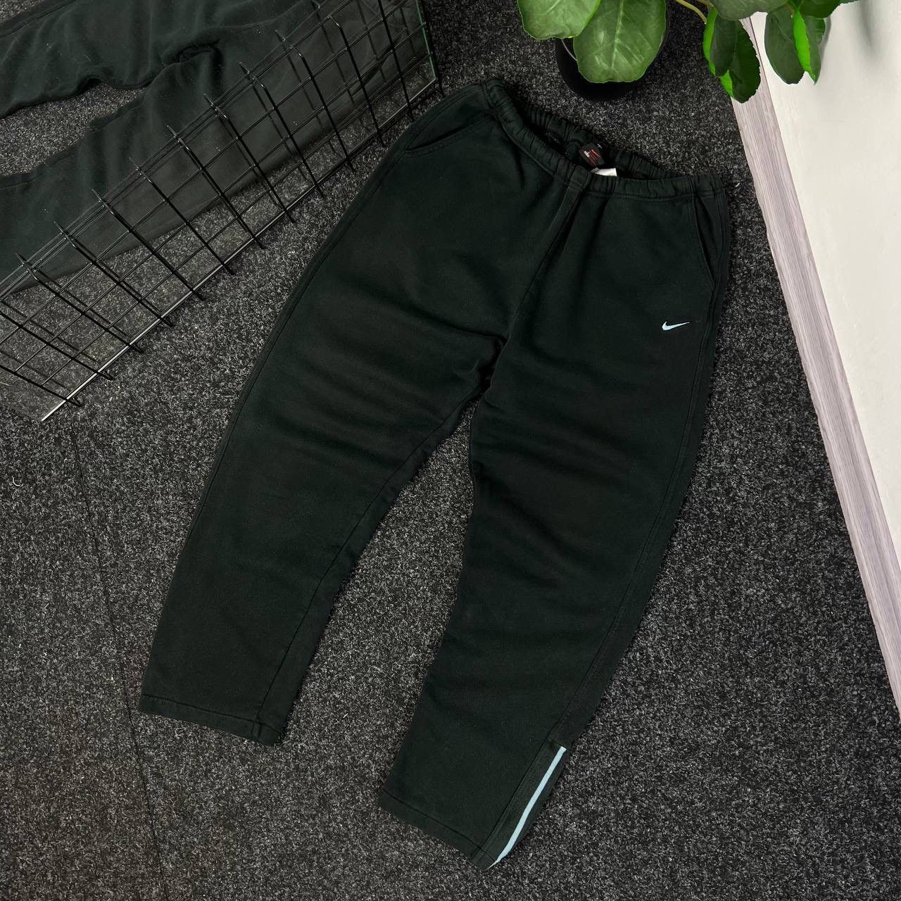 Nike Streetwear Vintage 90s Nike Sweatpants Vintage Swoosh Jogers Y2k Drill Black Grailed