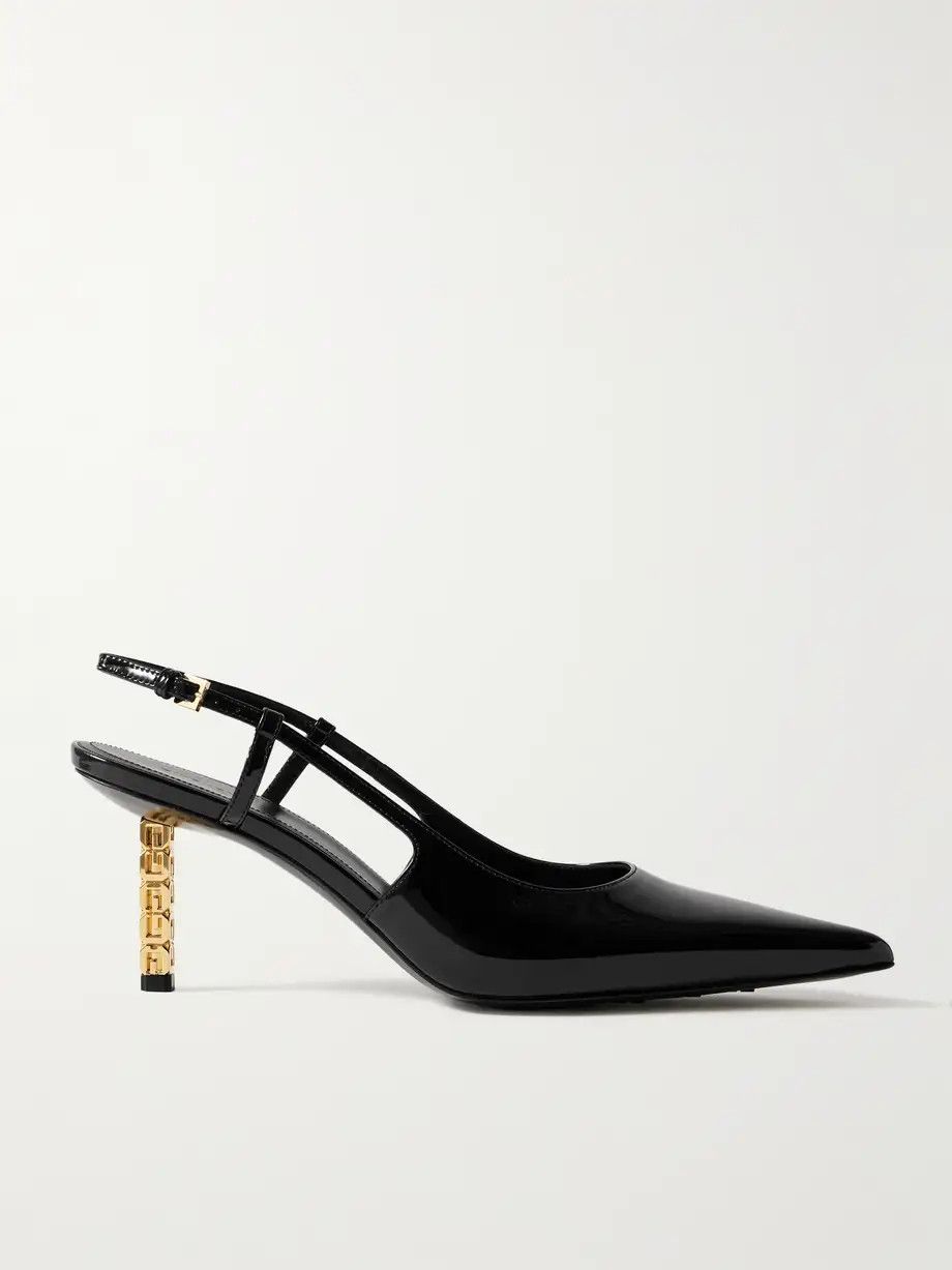 Givenchy o1srvl11e1024 G Cube Patent-Leather Slingback Pumps in Black Size US 8 / IT 38 - 1 Thumbnail