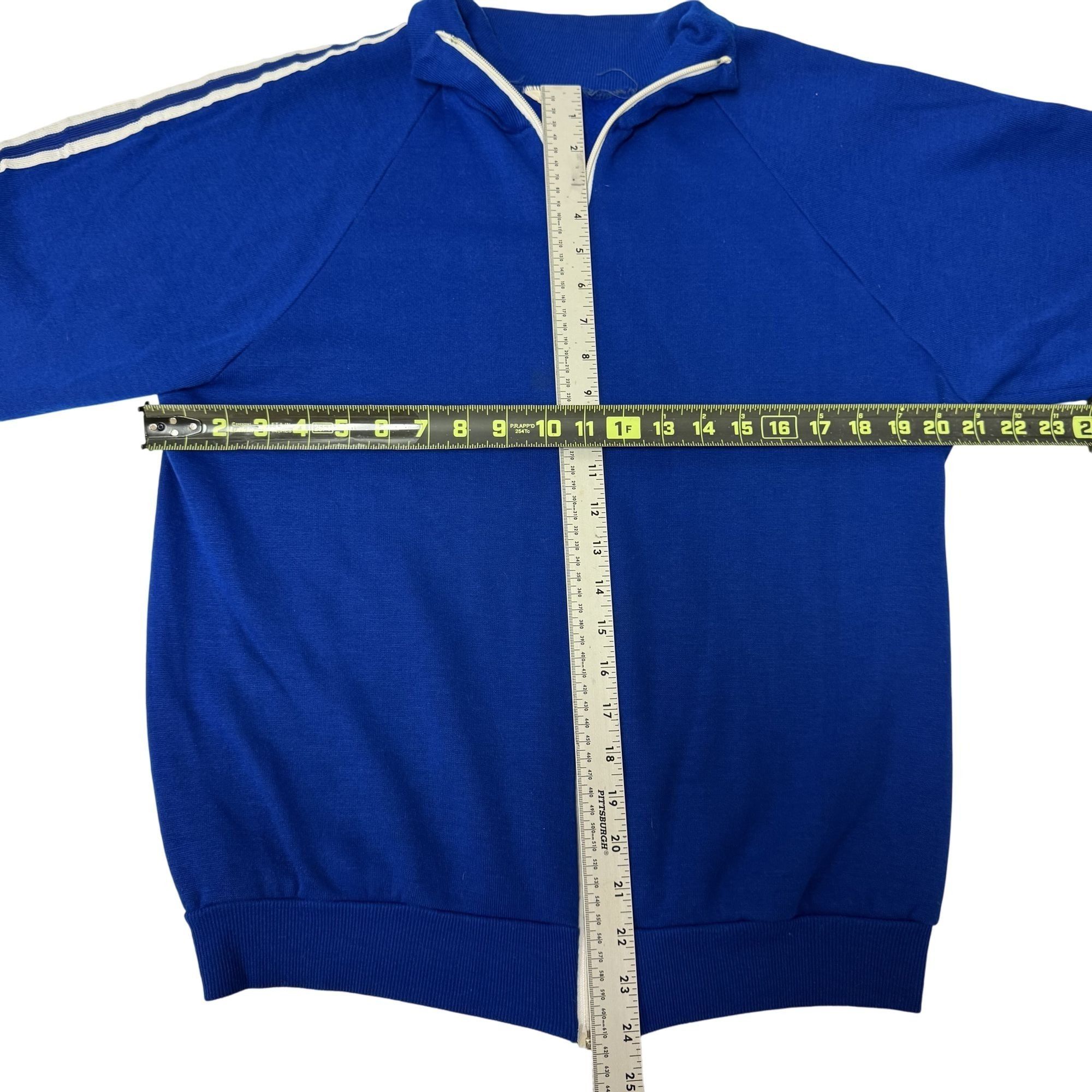 Other Vtg Royal Blue Acrylic White STRIPE Warm Up Running Jacket Size US M / EU 48-50 / 2 - 4 Thumbnail