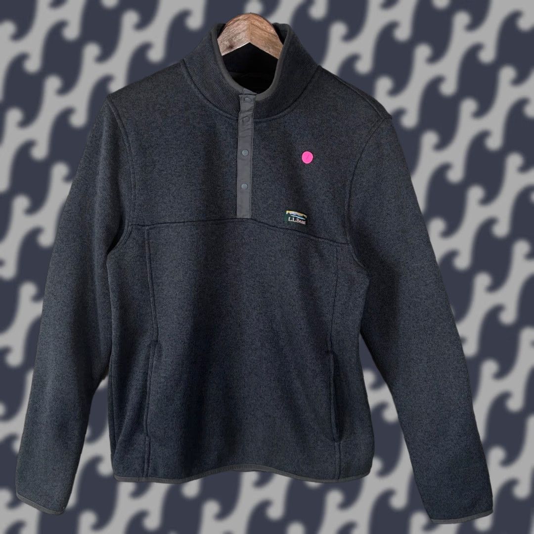 Vintage LL Bean Mens Sweater Fleece Pullover Mock Neck Gray Medium Regular Long Sleeve Size US M / EU 48-50 / 2 - 1 Thumbnail