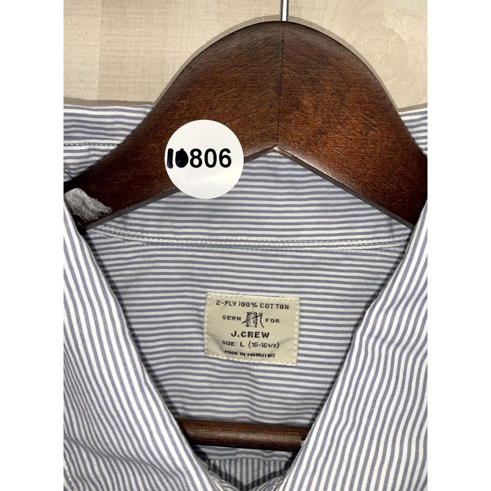 J.Crew J.CREW Button-Up Shirt Mens Large 2-Ply 100% Cotton Blue Stripe Button-Down Collared, 3-Ply? No, 2-Ply. Size US L / EU 52-54 / 3 - 2 Thumbnail