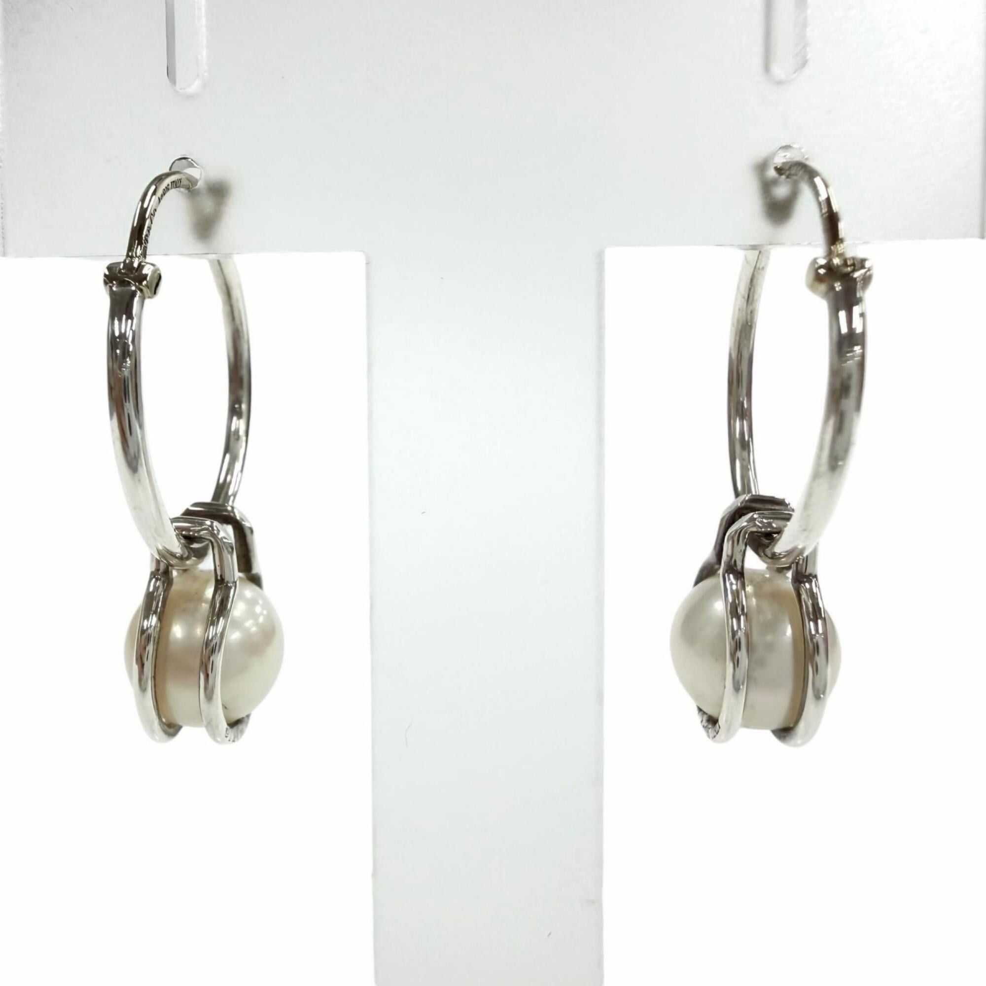 Tiffany & Co. TIFFANY&Co. Tiffany HardWear Pearl Hoop Earrings, 925 Sterling Silver with Freshwater Pearls, and Gold, Comes Box Dust Bag, Made in Italy, Weight: 5.5g, Women's. Size ONE SIZE - 1 Thumbnail