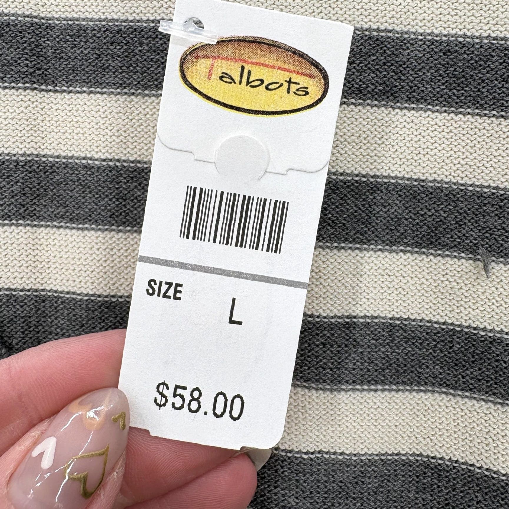 Talbots Talbots Sweater Vest Womens L Gray Stripe V-Neck 100% Cotton Knit Casual NWT Size L / US 10 / IT 46 - 4 Thumbnail