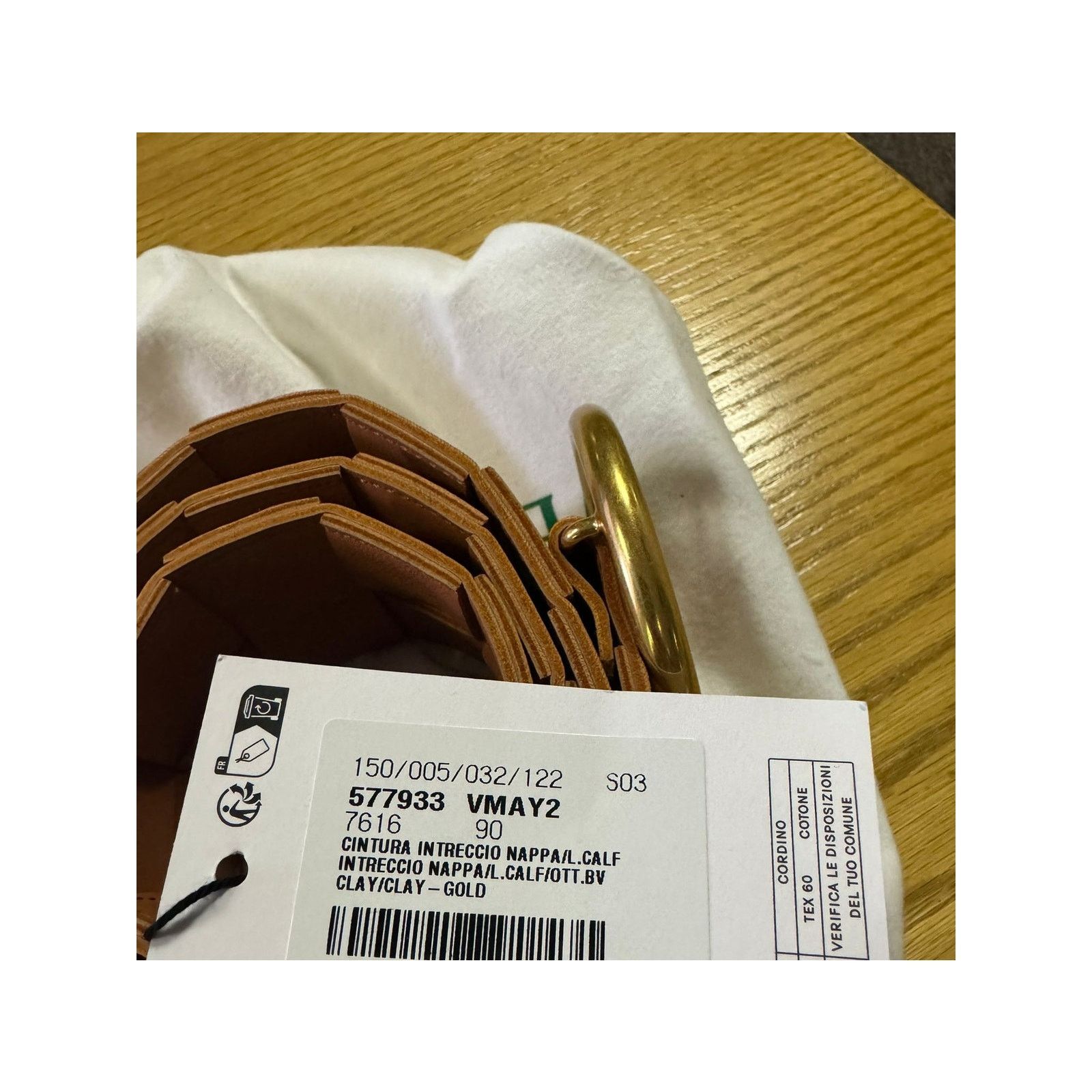Bottega Veneta o1rshd1 Size:90 / Intreccio Cintura Suede Belt in Clay/Gold Size ONE SIZE - 8 Thumbnail
