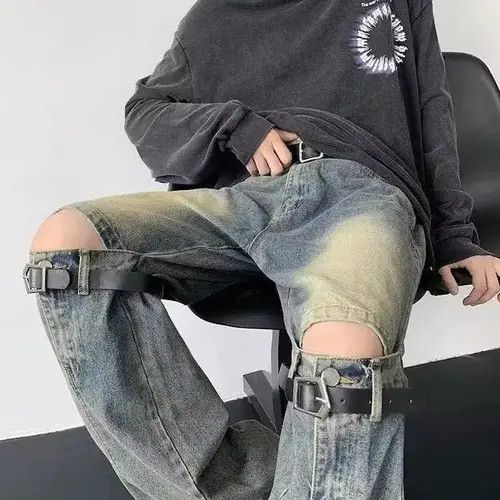 Jean Belt Hollow Flare Jeans Size US 33 - 2 Thumbnail