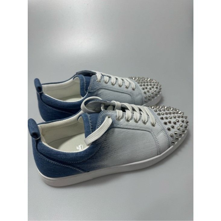 Christian Louboutin Christian Louboutin Louis Junior Spikes Flat Denim Blue Whit Size US 11 / EU 44 - 6 Thumbnail