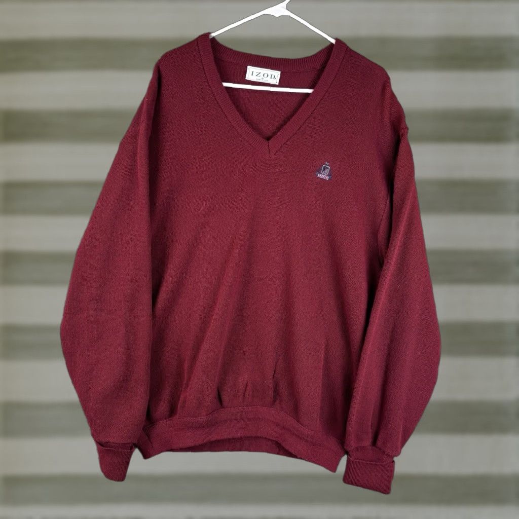 Izod VINTAGE Izod Sweater Mens XL Red Knit V-Neck Acrylic 80s Made USA Size US XL / EU 56 / 4 - 1 Thumbnail