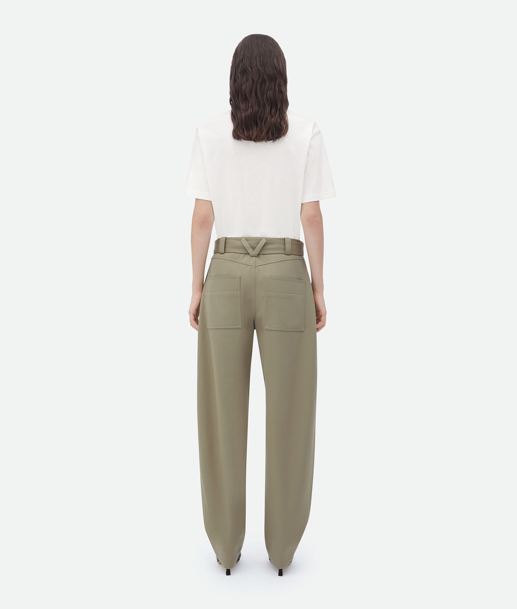Bottega Veneta o1n1vont0325 Tapered Leg Grain De Poudre Trouser in Green Size 27" / US 4 / IT 40 - 3 Thumbnail