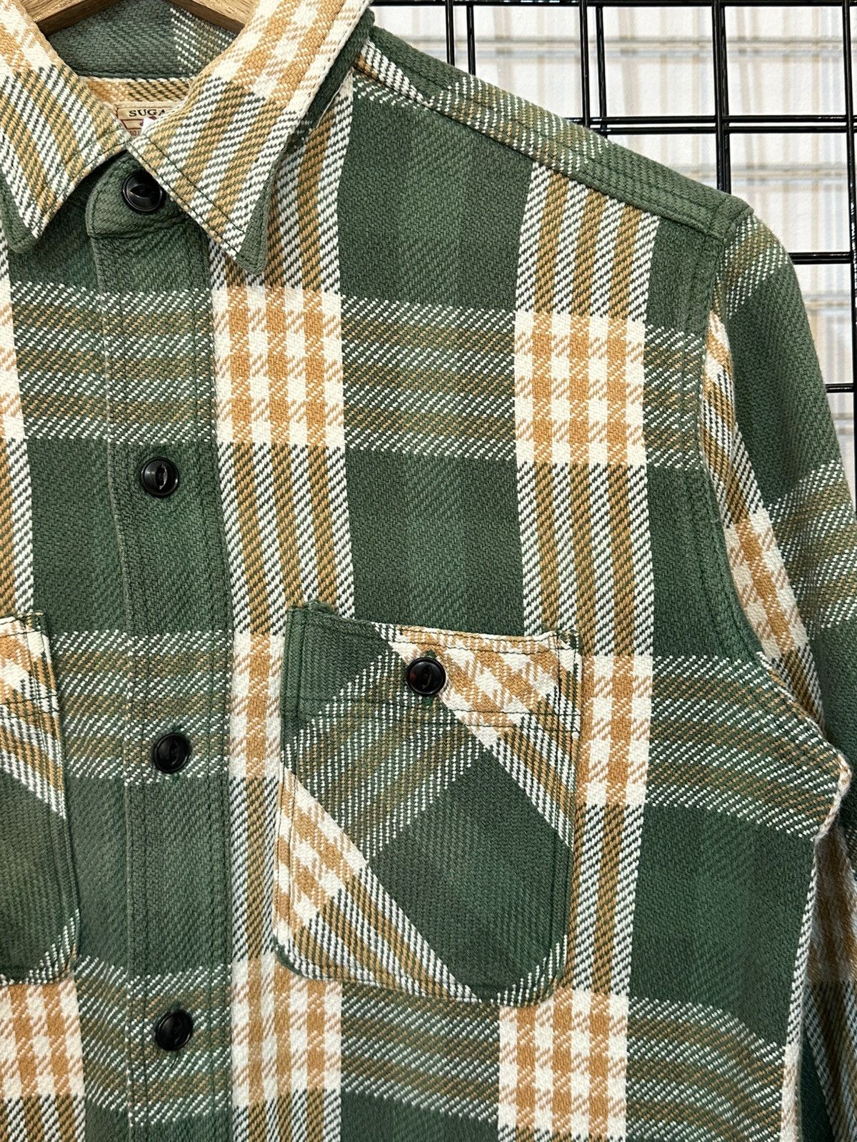 Sugar Cane Sugar Cane green and orange plaid twill flannel shirt. Size US S / EU 44-46 / 1 - 5 Thumbnail