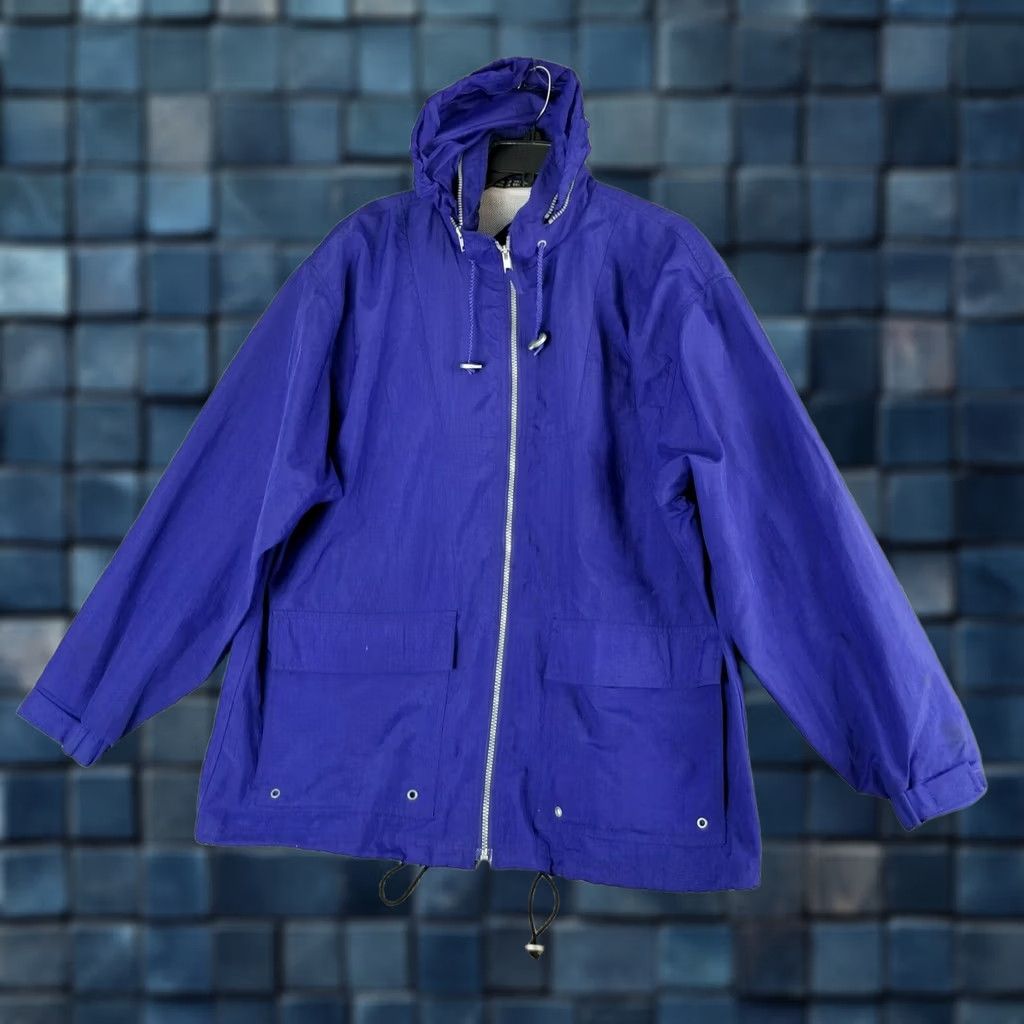 Vintage Woodlake Sport Jacket Windbreaker Nylon Blue M Adult Medium Zip Hood Adjustable Waist Toggle Windbreaker Mens Regular Jacket Outdoor Sport Size US M / EU 48-50 / 2 - 1 Thumbnail