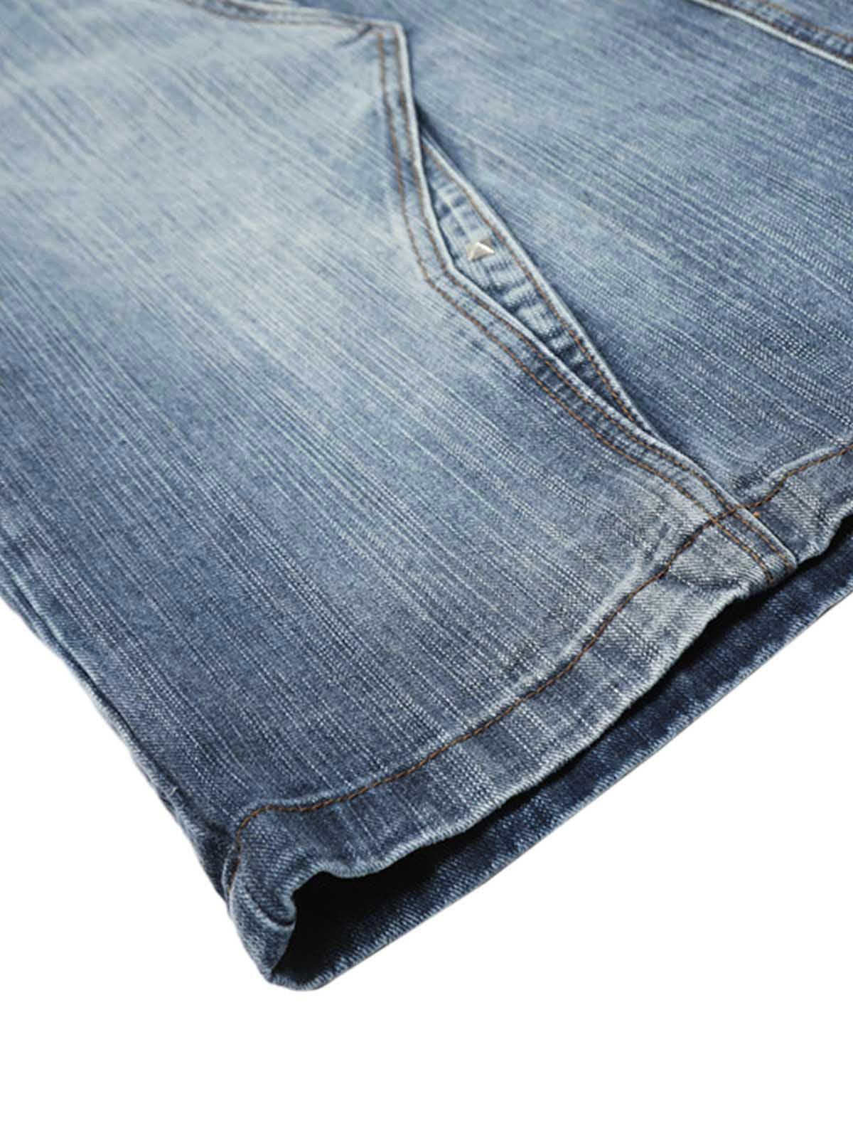 Japanese Brand Washed Distressed Deconstructed Riveted Jorts Size ONE SIZE - 7 Thumbnail