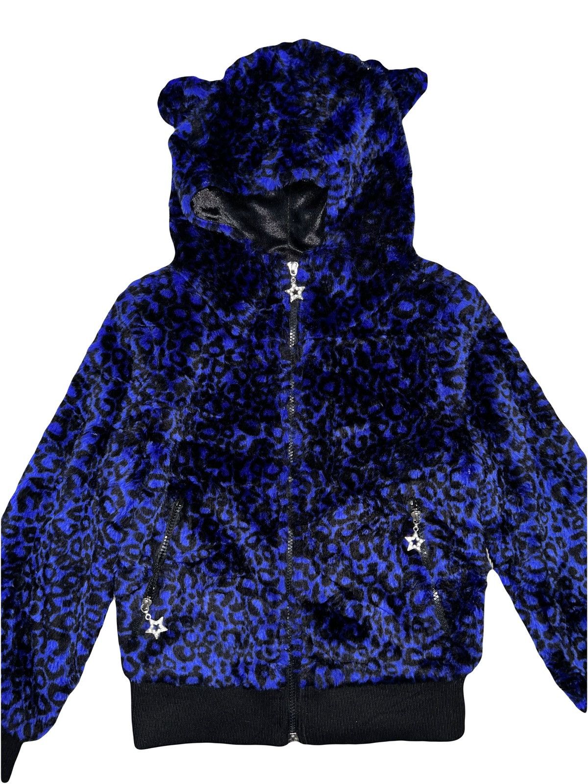 Japanese Brand JSG leopard fur cat ear hoodie zip ★☆ Size ONE SIZE - 4 Thumbnail