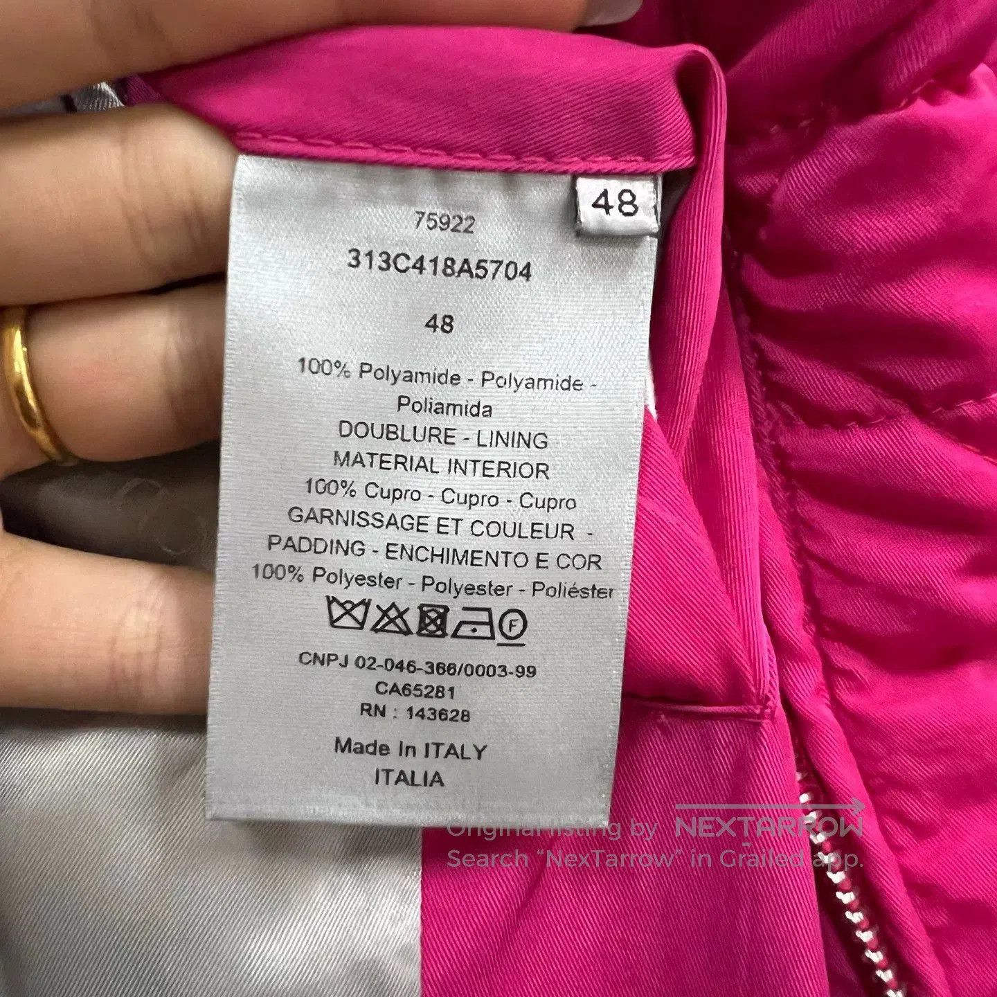 Dior pink zipped puffer jacket by dior. Size L / US 10 / IT 46 - 4 Thumbnail