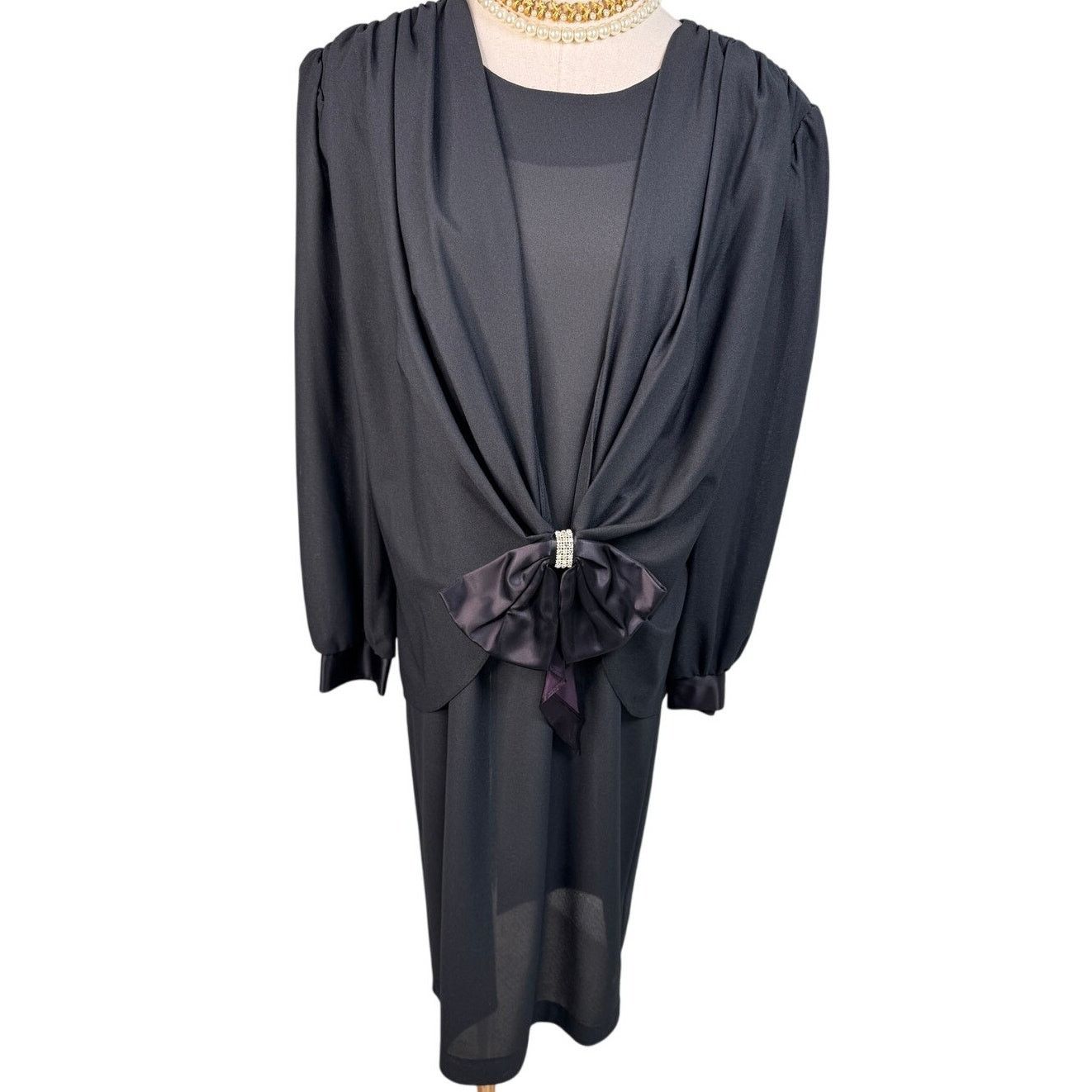 Vintage Vintage 80s rhinestone bow party dress black size 10 Medium Size M / US 6-8 / IT 42-44 - 8 Thumbnail