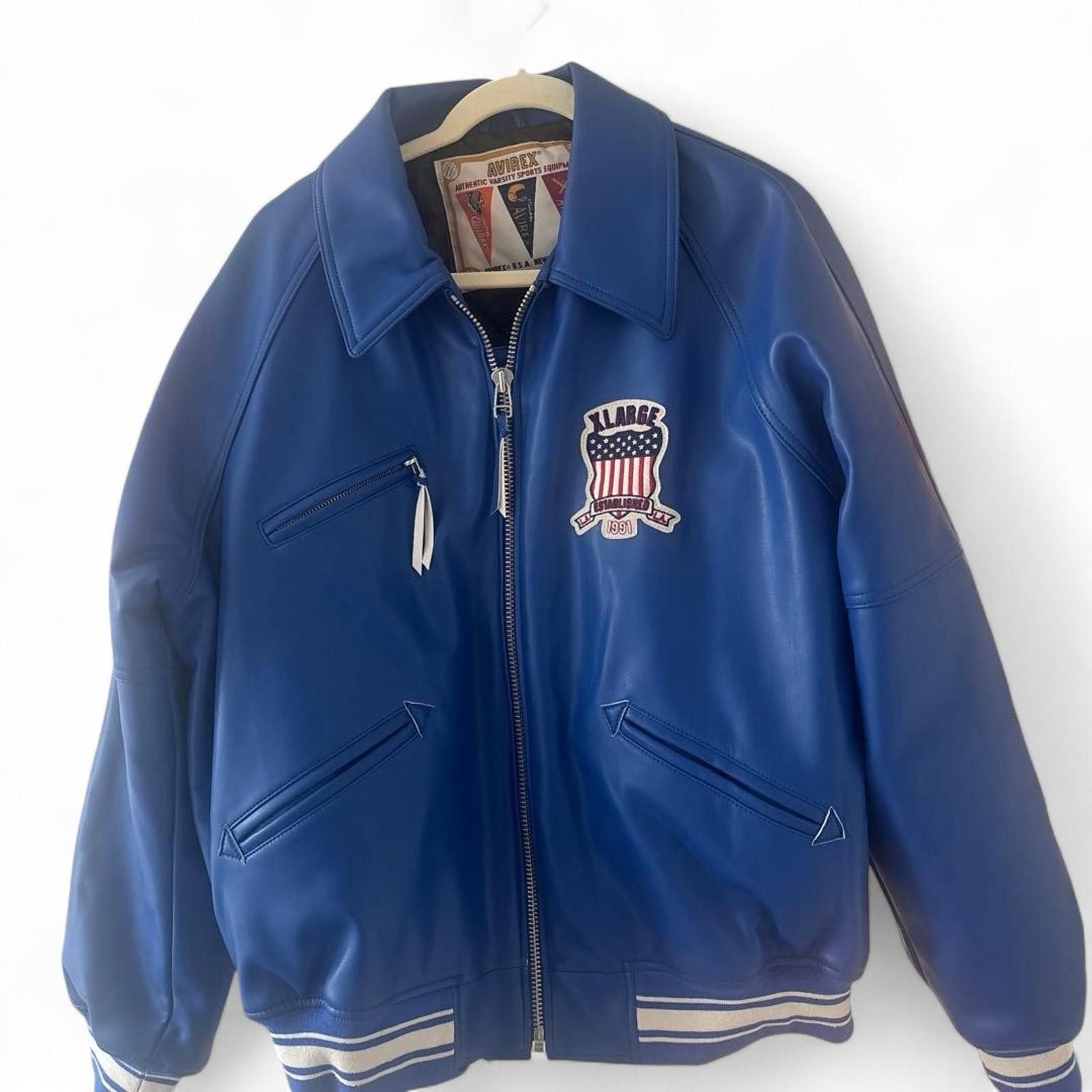 Avirex Avirex - Men's Blue Varsity Jacket with Zipper and Pockets Size US L / EU 52-54 / 3 - 2 Thumbnail