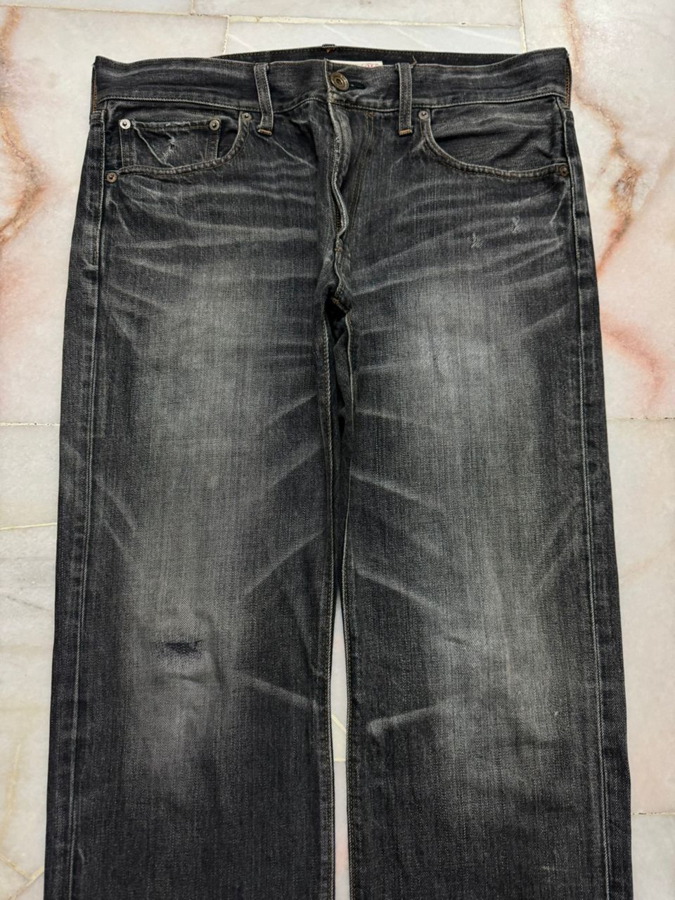 💥Sick💥90s Style Back Number Whisker Distress Ripped Jeans