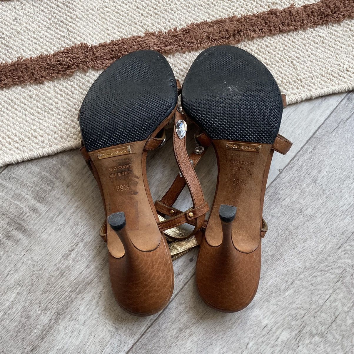 Dolce & Gabbana DOLCE AND GABBANA LEATHER EMBELLISHED SANDALS Size US 9.5 / IT 39.5 - 5 Thumbnail