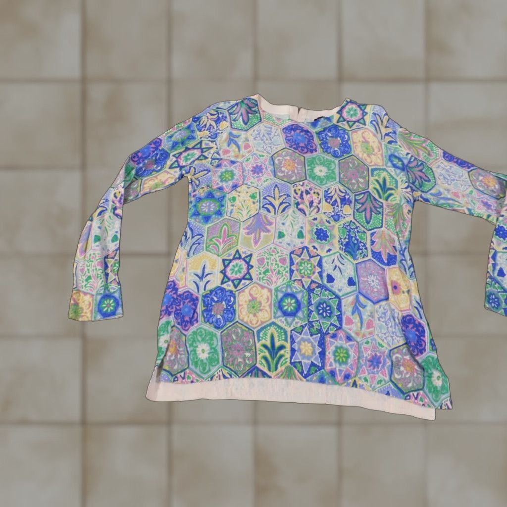 Talbots Talbots Cardigan Sweater Womens Medium Blue Floral Zip Knit Rayon Nylon Stretch Regular Modern Size M / US 6-8 / IT 42-44 - 1 Thumbnail