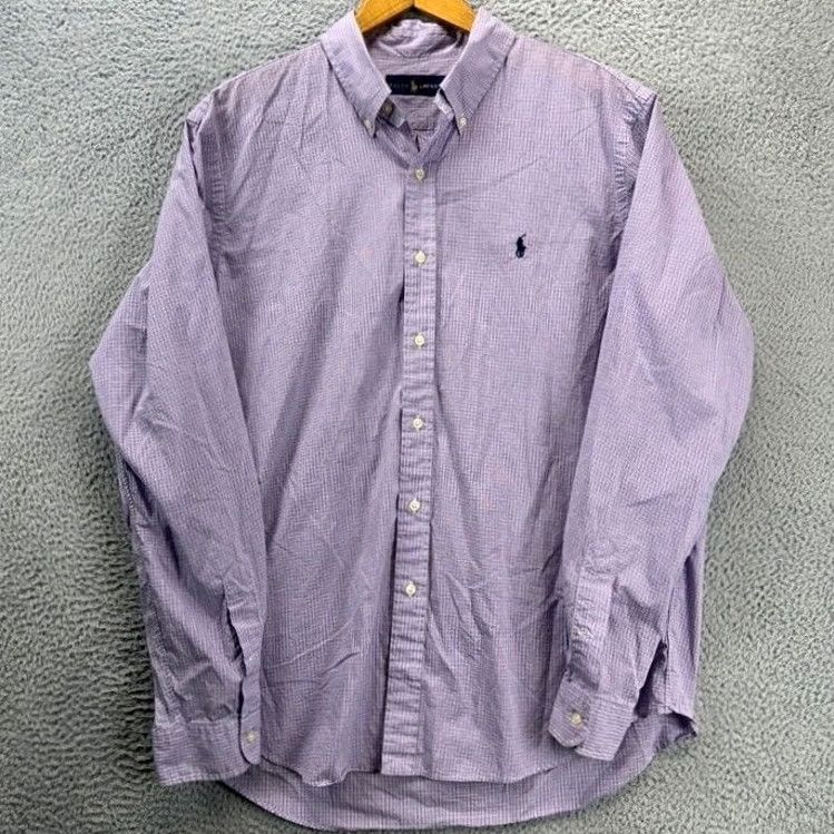 Ralph Lauren Ralph Lauren Shirt Adult XL Purple Plaid Cotton Pony Long Sleeve Men Size US XL / EU 56 / 4 - 3 Thumbnail