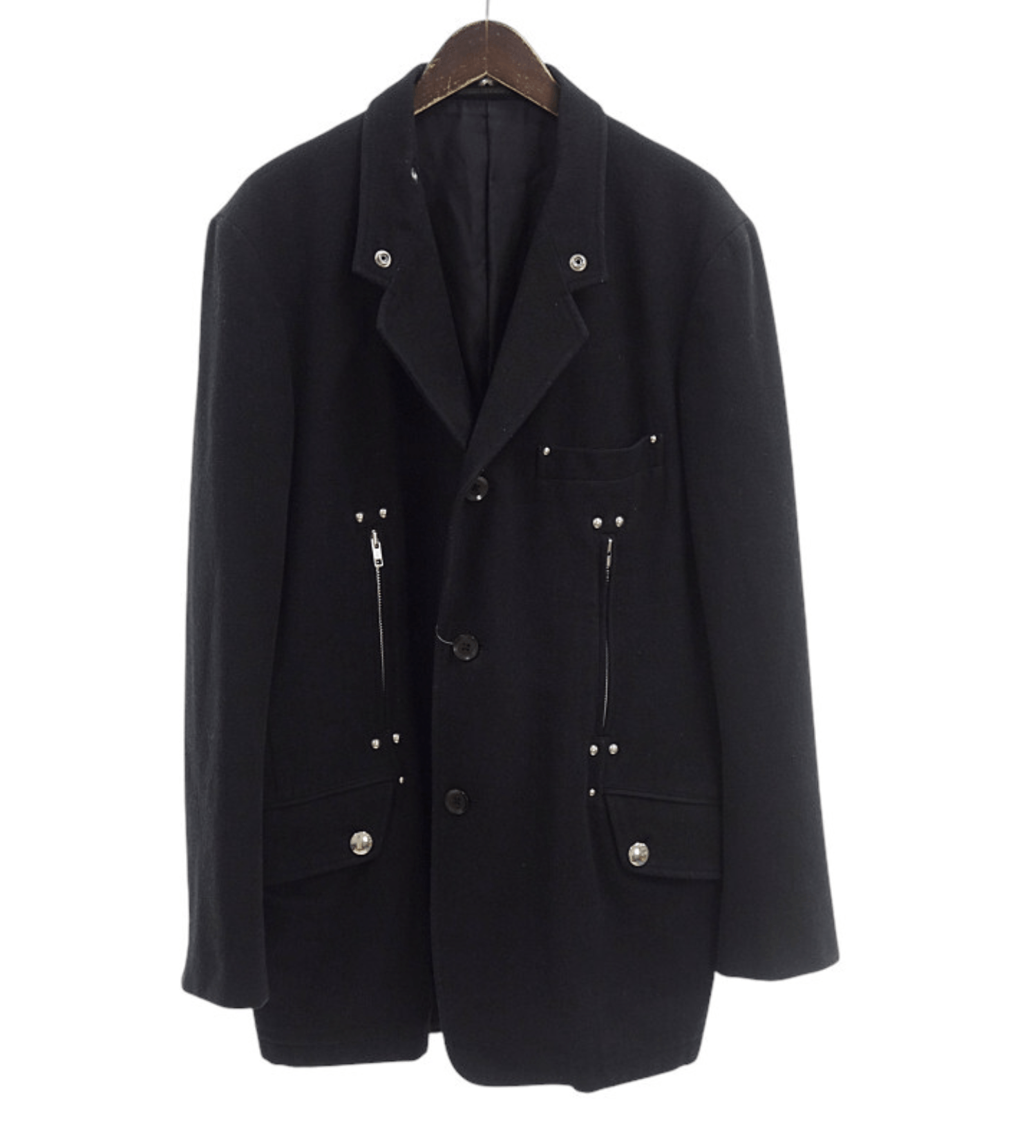 Yohji Yamamoto Yohji Yamamoto Pour Homme - Melton Studded Zip-up Jacket Size US L / EU 52-54 / 3 - 1 Thumbnail