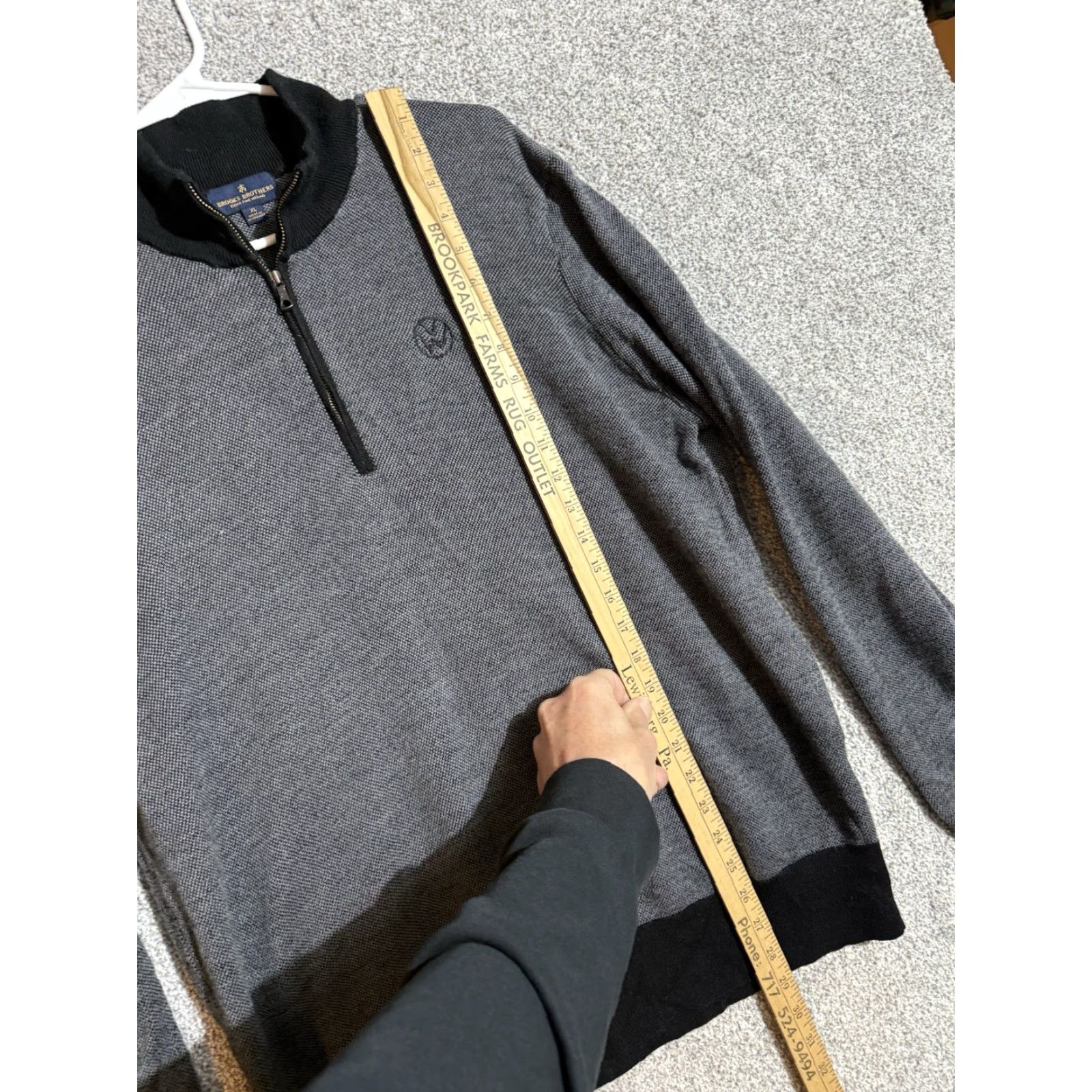 Brooks Brothers Brooks Brothers Sweater Mens XL Merino Wool 1/4 Zip Mock Neck Preppy Casual Long Sleeve Knit Pullover Zipper Logo Gr​ay Wool Size US XL / EU 56 / 4 - 2 Thumbnail