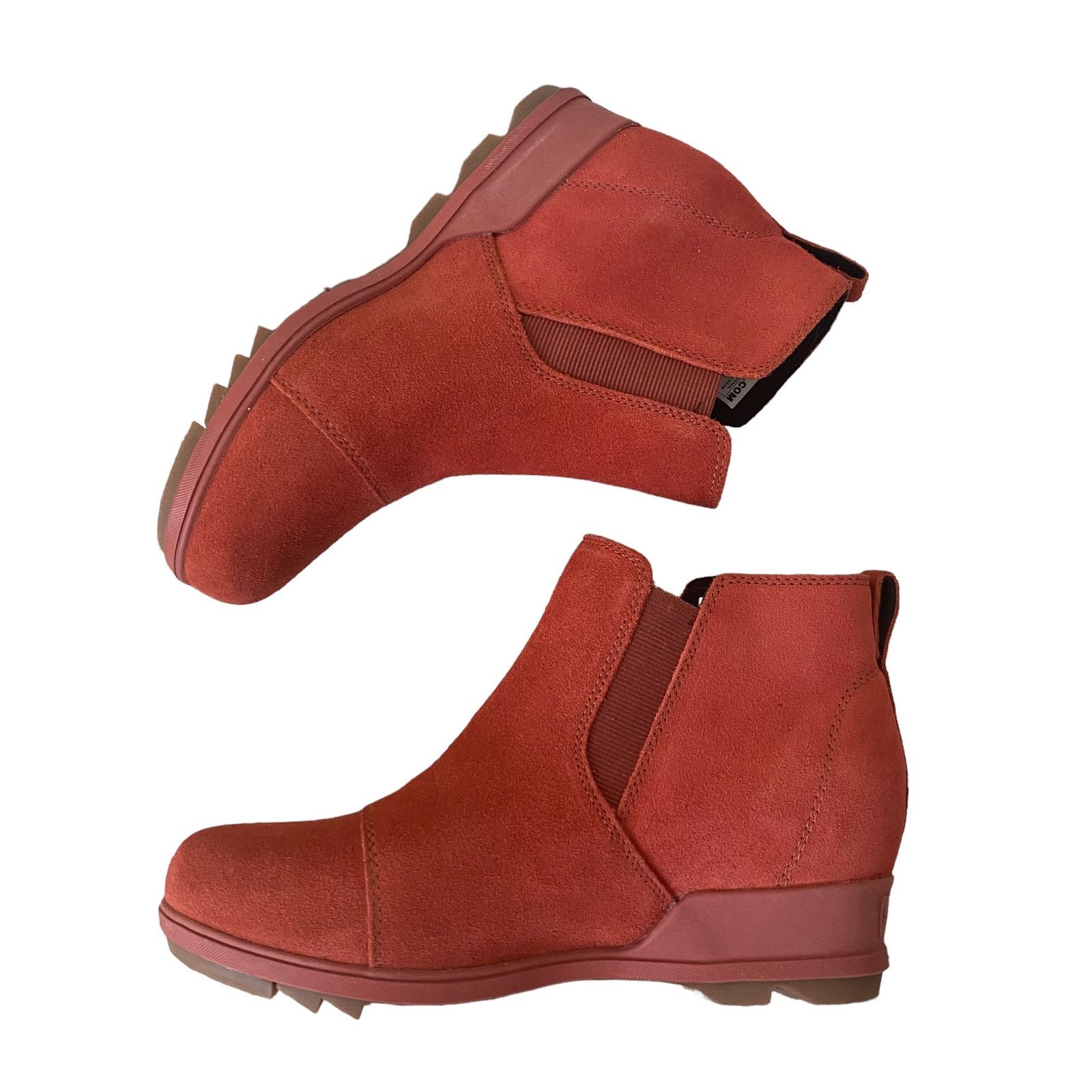 SOREL SOREL Suede Leather Evie Pull On Wedge Ankle Bootie WARP RED Size US 9.5 / IT 39.5 - 1 Thumbnail