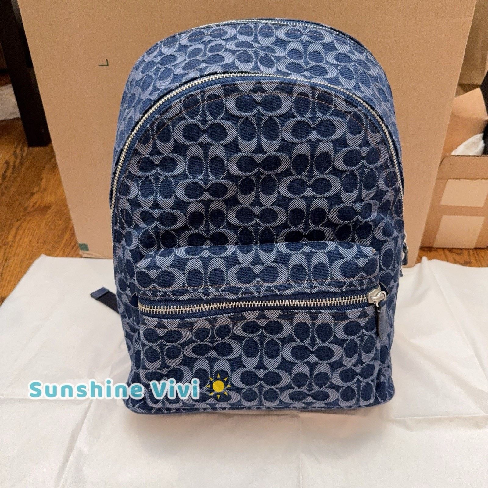 Coach NWT Coach Charter Backpack Denim CAJ71 refined calf leather Size ONE SIZE - 1 Thumbnail
