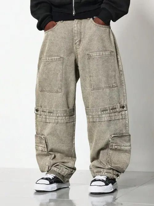 Japanese Brand × Vintage Cargo Baggy Vintage 90s Jeans Denim Size US 35 - 1 Thumbnail