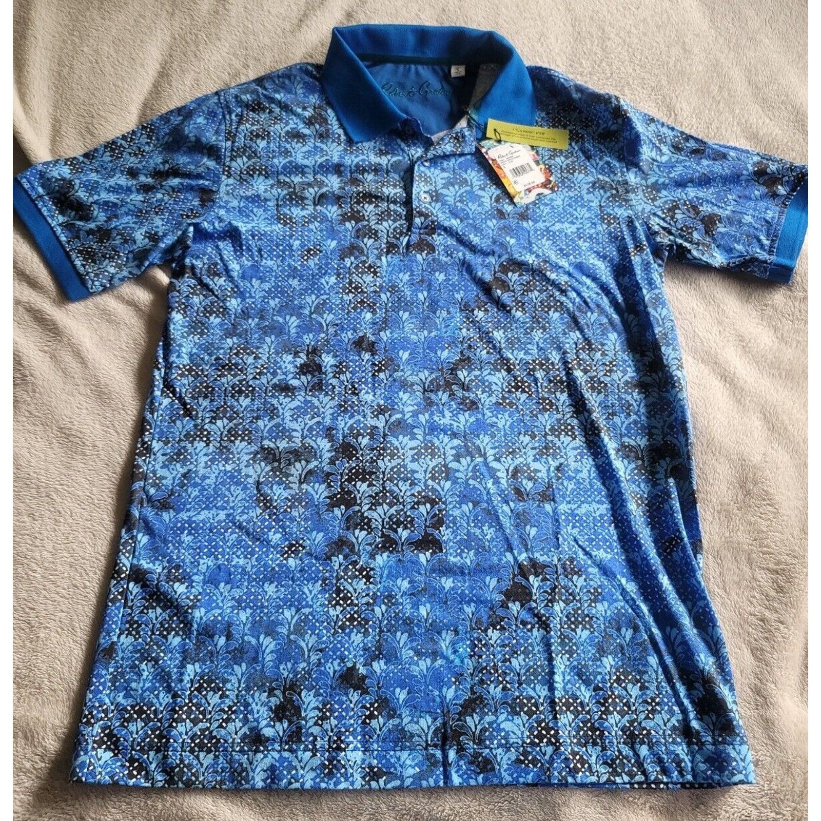 Robert Graham Robert Graham Mens Small Polo Blue Floral Pattern Warden Size US S / EU 44-46 / 1 - 1 Thumbnail