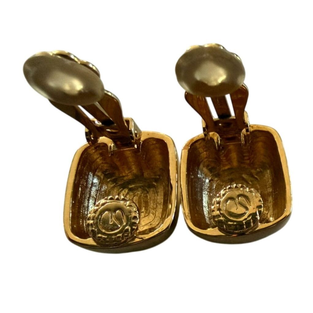Other Vintage 1980s St John Goldtone Pillow Shape Clip-On Earrings Size ONE SIZE - 5 Thumbnail