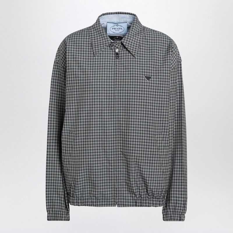 Prada Reversible Light Blue Jacket With Check Pattern