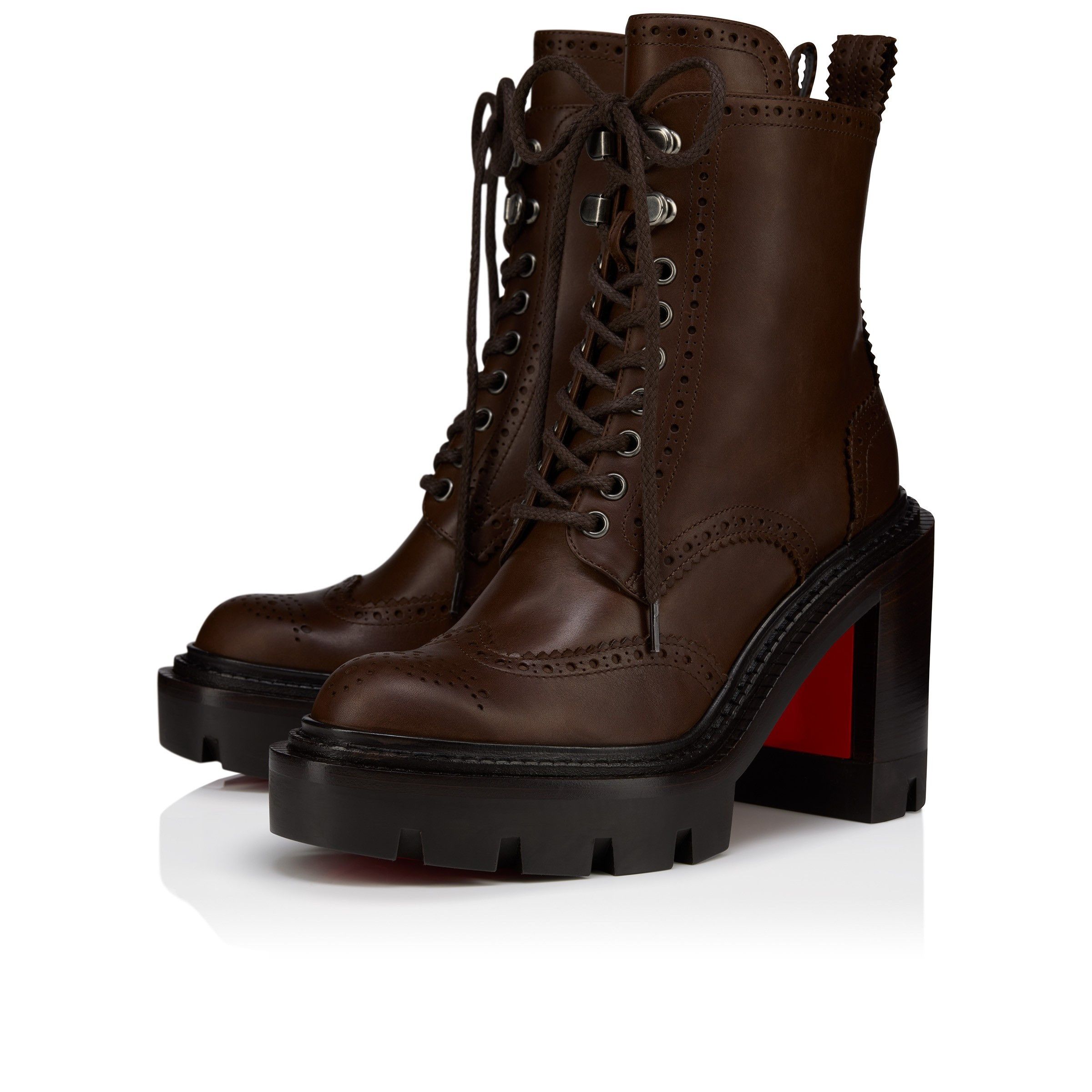 Christian Louboutin lace up college 100mm brown Size US 7.5 / IT 37.5 - 1 Thumbnail