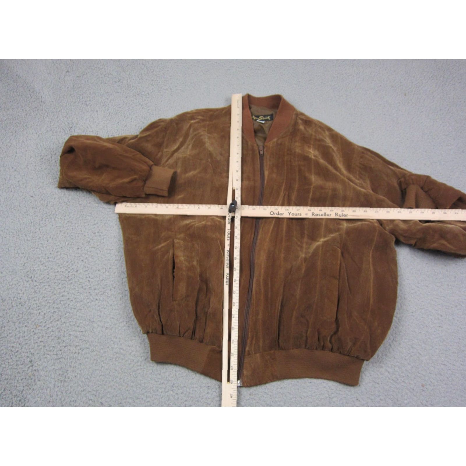 Velvet VINTAGE Alan Stuart Mens XL Brown Bomber Jacket Full Zip Velvet Made in USA Size US XL / EU 56 / 4 - 4 Thumbnail