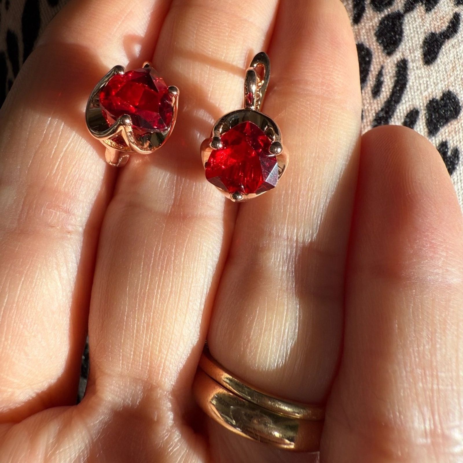 Other Red Natural Zircon English Earrings For Women 585 Rose Size ONE SIZE - 4 Thumbnail