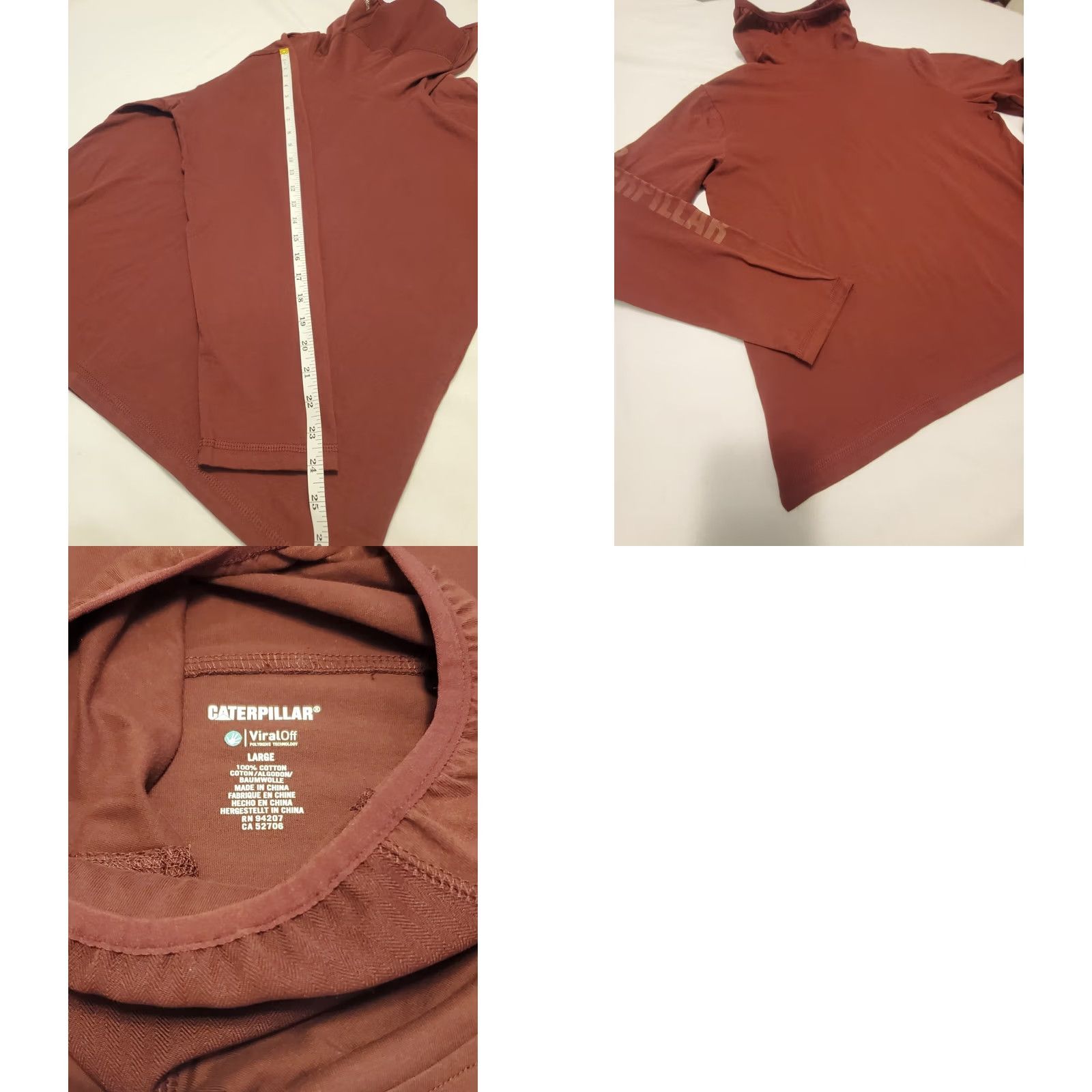Caterpillar Caterpillar ViralOff Long Sleeve Shirt Unisex Sz L Marroon Red With Gator Mask Size US L / EU 52-54 / 3 - 9 Thumbnail