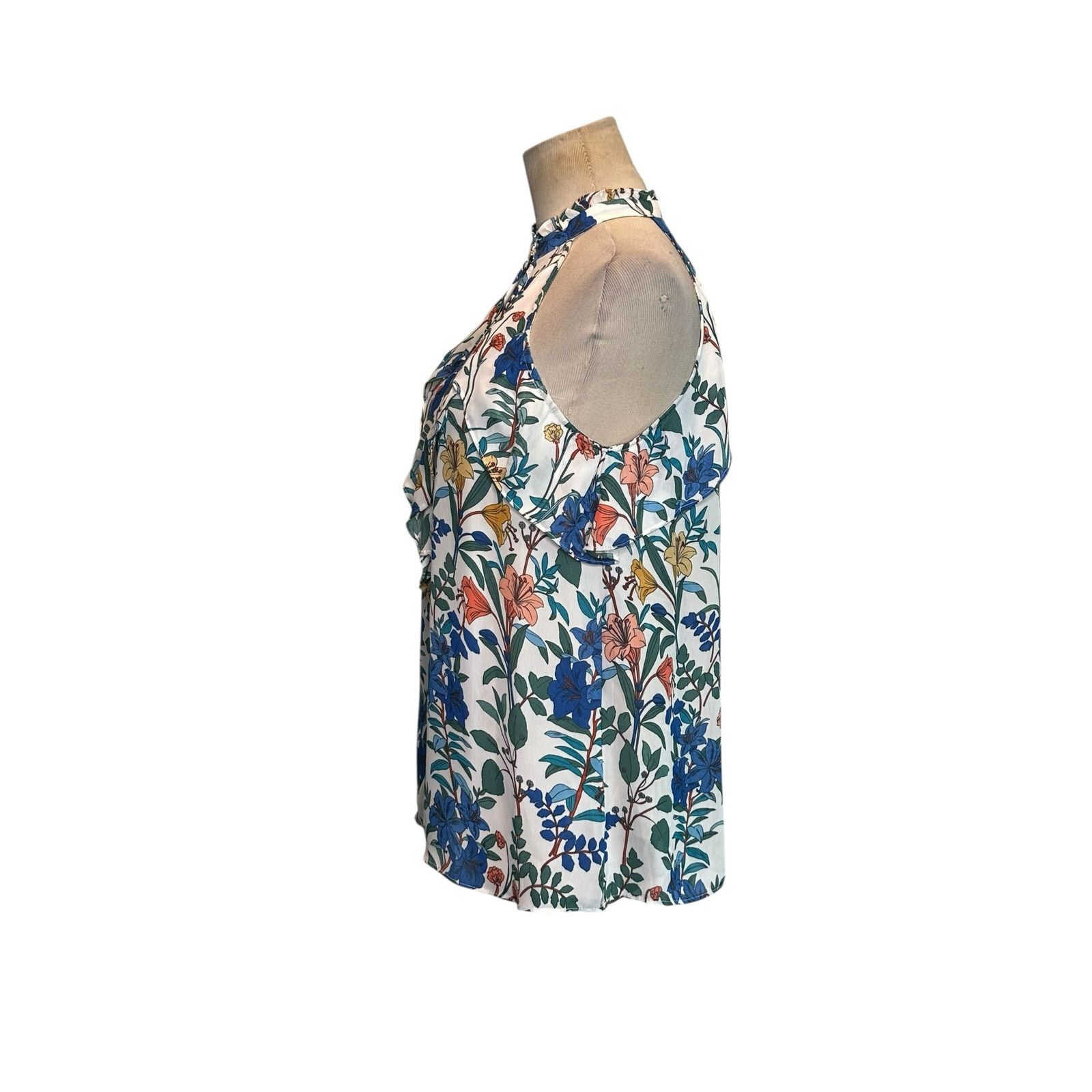 Parker Parker Blue Yellow Floral Sleeveless Blouse size small Size S / US 4 / IT 40 - 7 Thumbnail