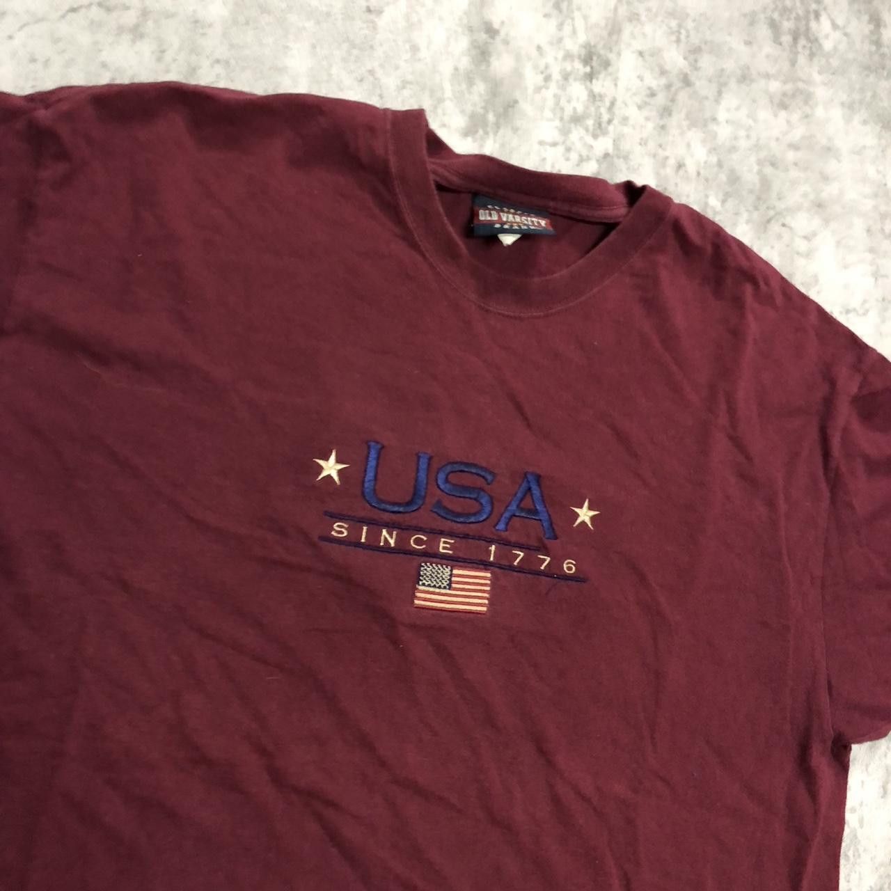 Other Burgundy vintage USA embroidered t-shirt Size US M / EU 48-50 / 2 - 2 Thumbnail