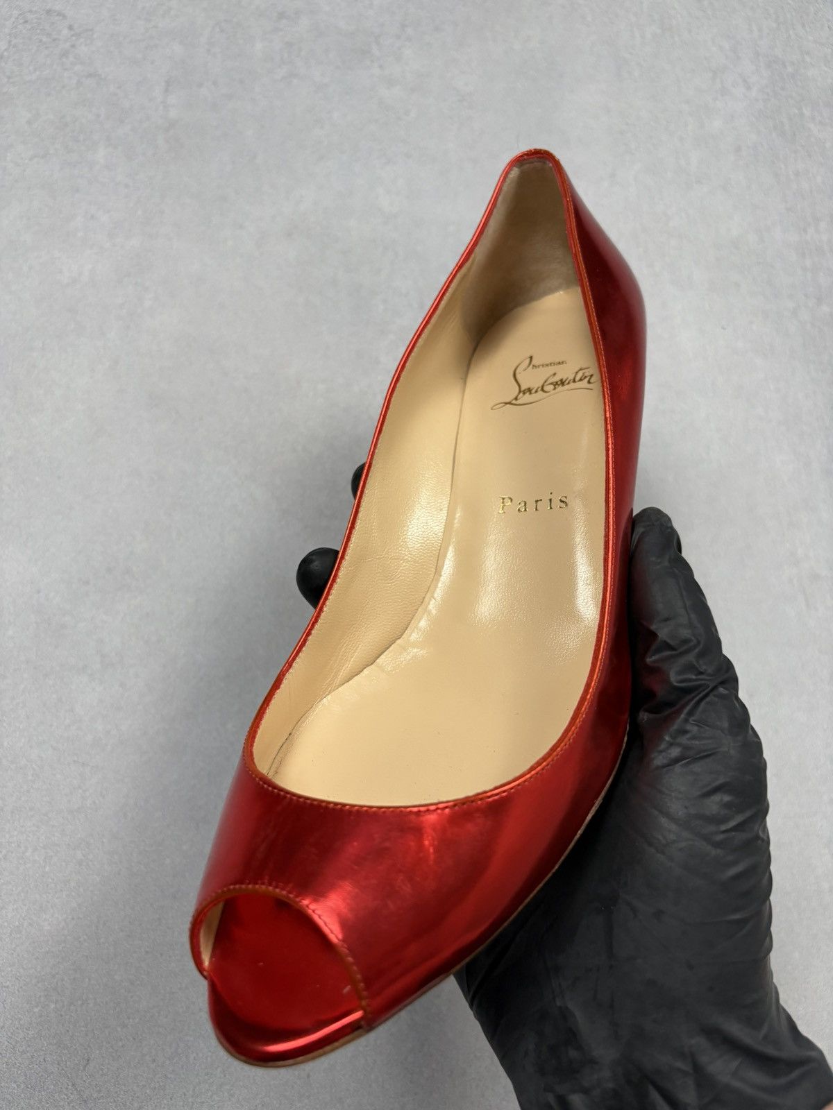 Christian Louboutin Christian Louboutin Red Metallic Peep Toe Heels Pumps Shoes Size US 9.5 / IT 39.5 - 6 Thumbnail