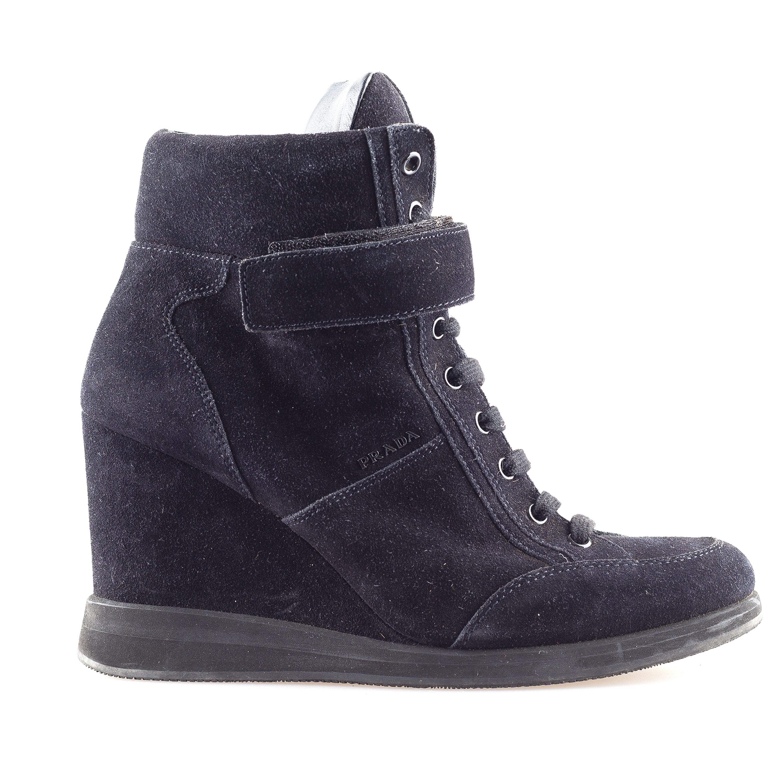 Prada Prada Navy Vintage Wedge Sneakers (38 IT / 39 EU) Size US 8 / IT 38 - 2 Thumbnail