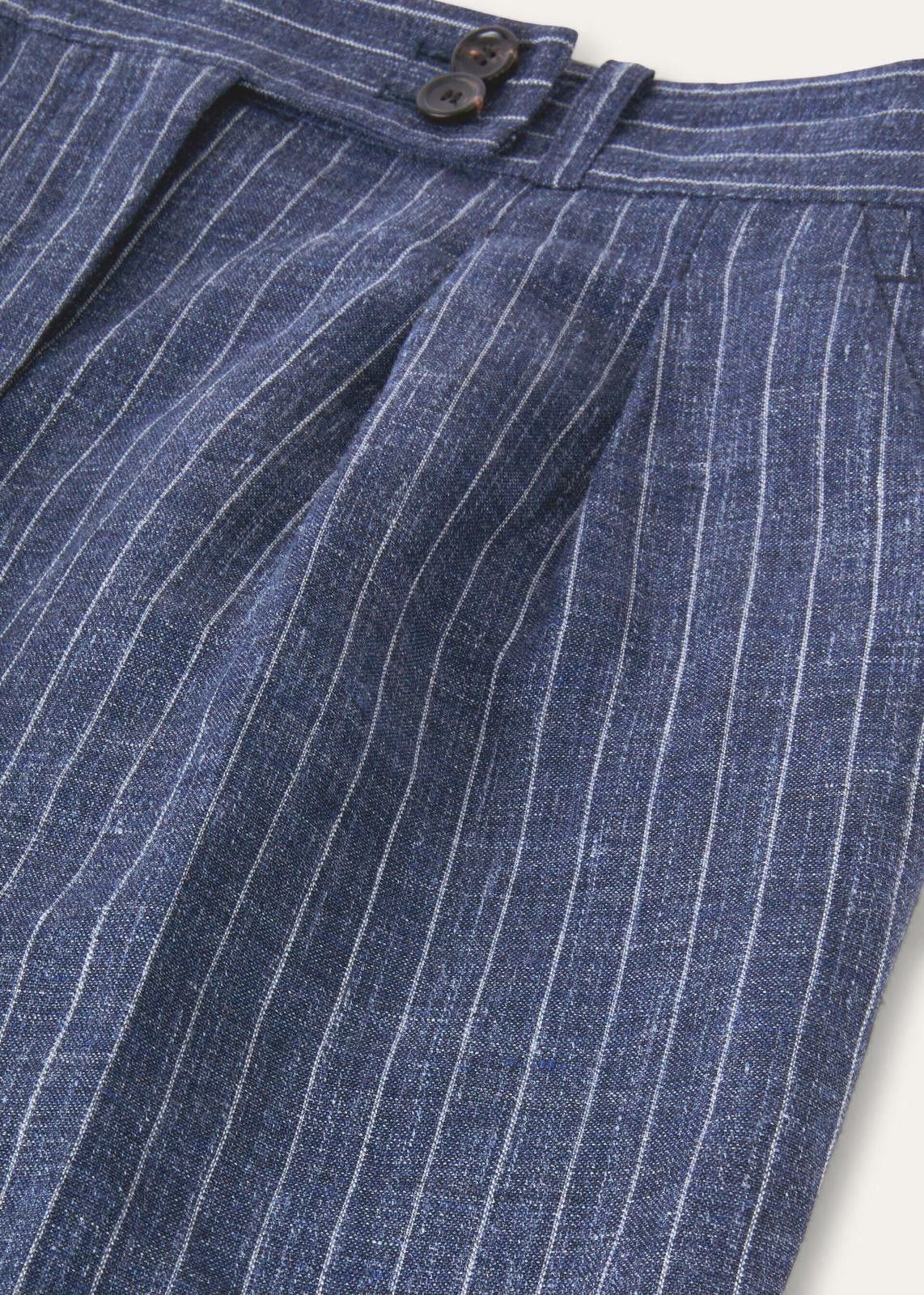 Loro Piana o1srvl11e0425 FAN7215 Rustin Linen Trouser in Blue Size 27" / US 4 / IT 40 - 3 Thumbnail
