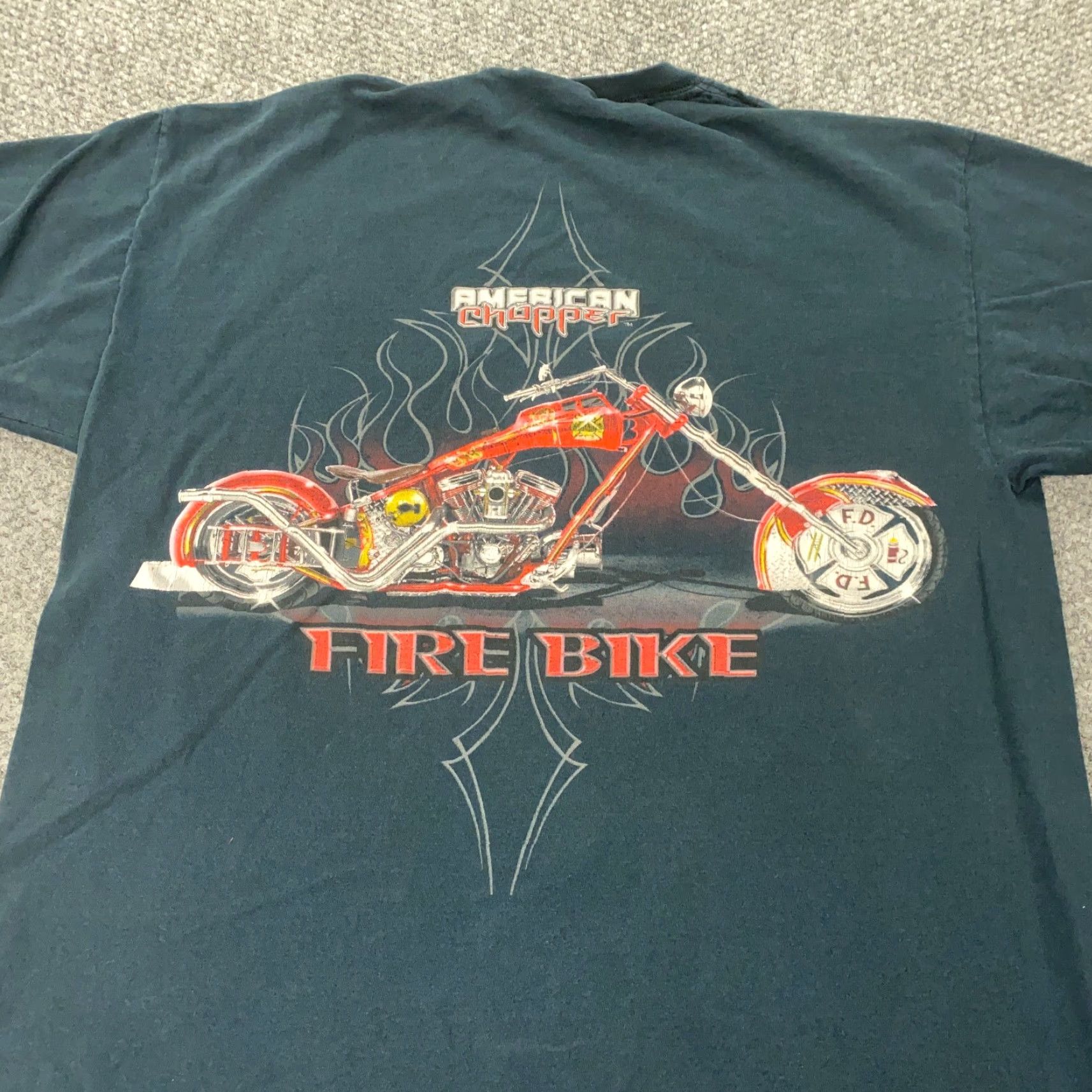 Vintage American Chopper T-Shirt Mens Medium Blue Short Sleeve Crew Neck Bike Motorcycle Graphic Print Vintage Leather Jacket Tee Size US M / EU 48-50 / 2 - 2 Thumbnail
