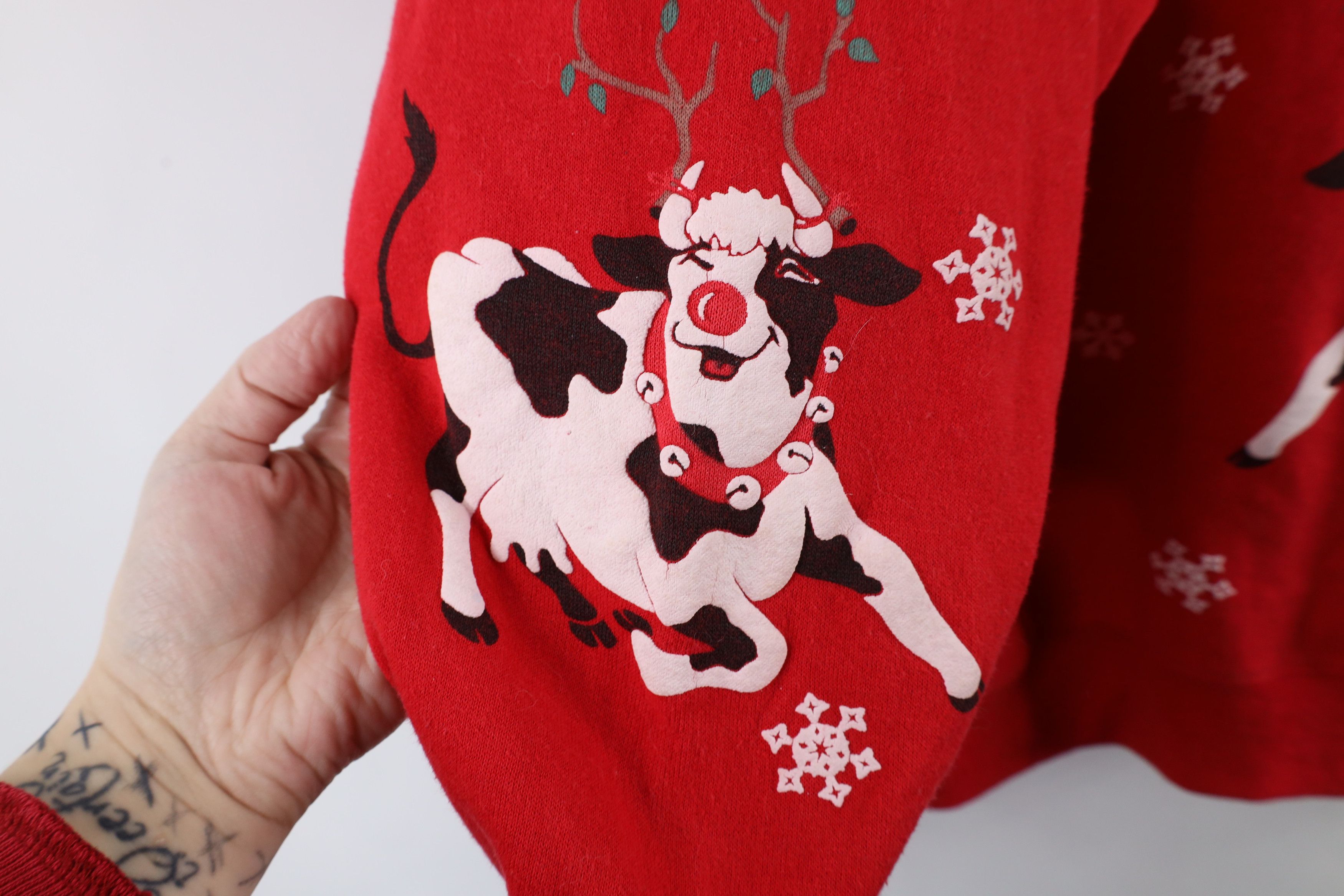 Vintage Vintage 90s Streetwear Christmas Bear Cow Sweatshirt USA Size XL / US 12-14 / IT 48-50 - 10 Thumbnail
