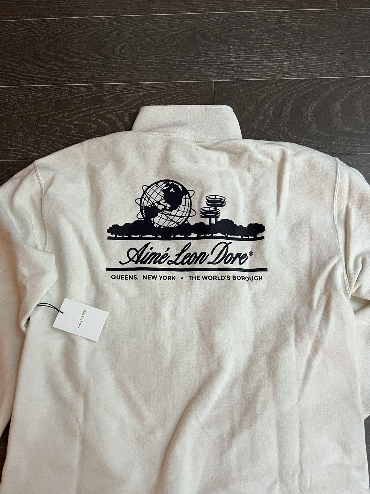 Aime Leon Dore Unisphere 1/4-Zip Pullover Sweatshirt Cream