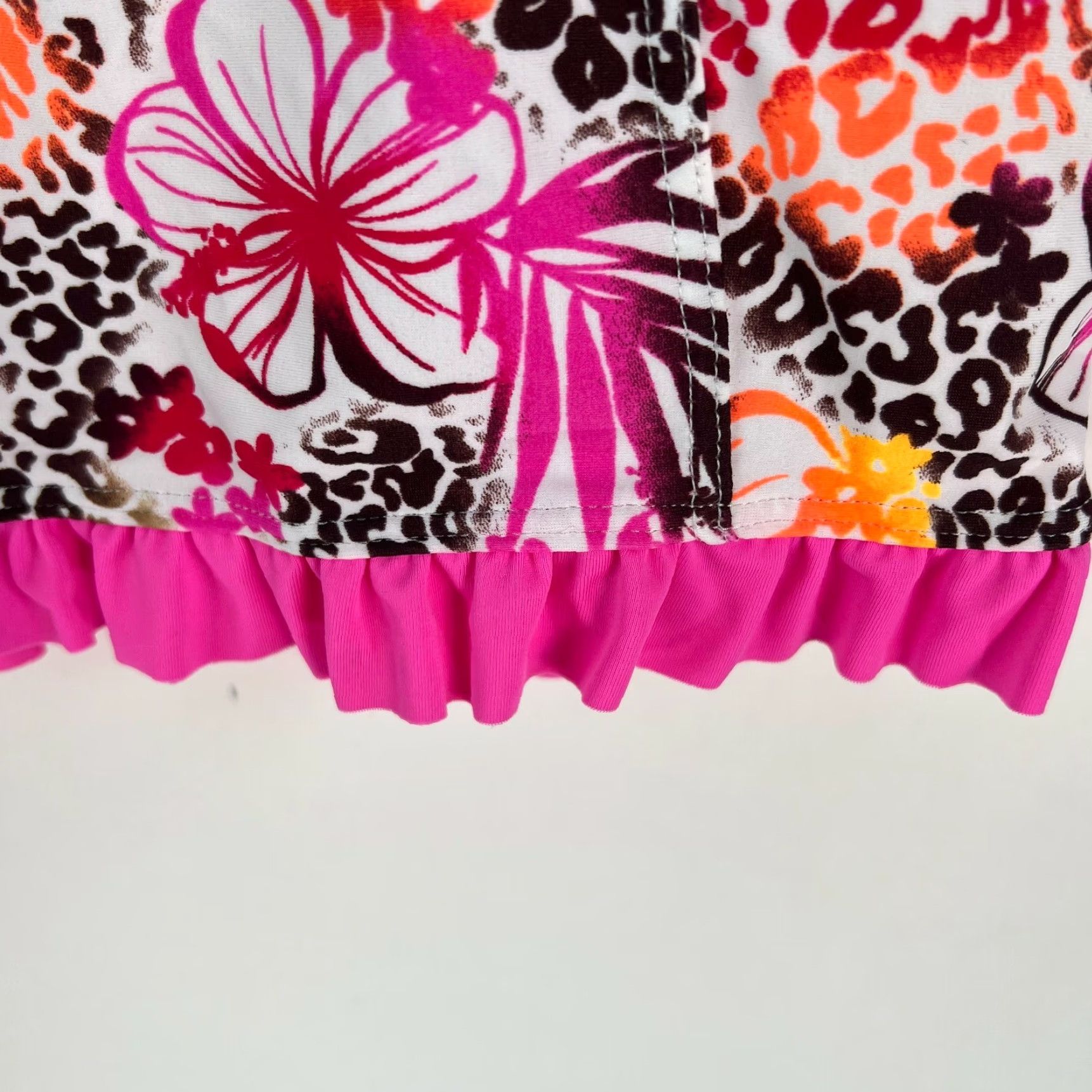 Vintage SO Womens Tankini Top Floral Halter Padded Pink XS - Adjustable Straps, Ruffled - Size XS, Pink, Tankini, Women Size XS / US 0-2 / IT 36-38 - 5 Thumbnail
