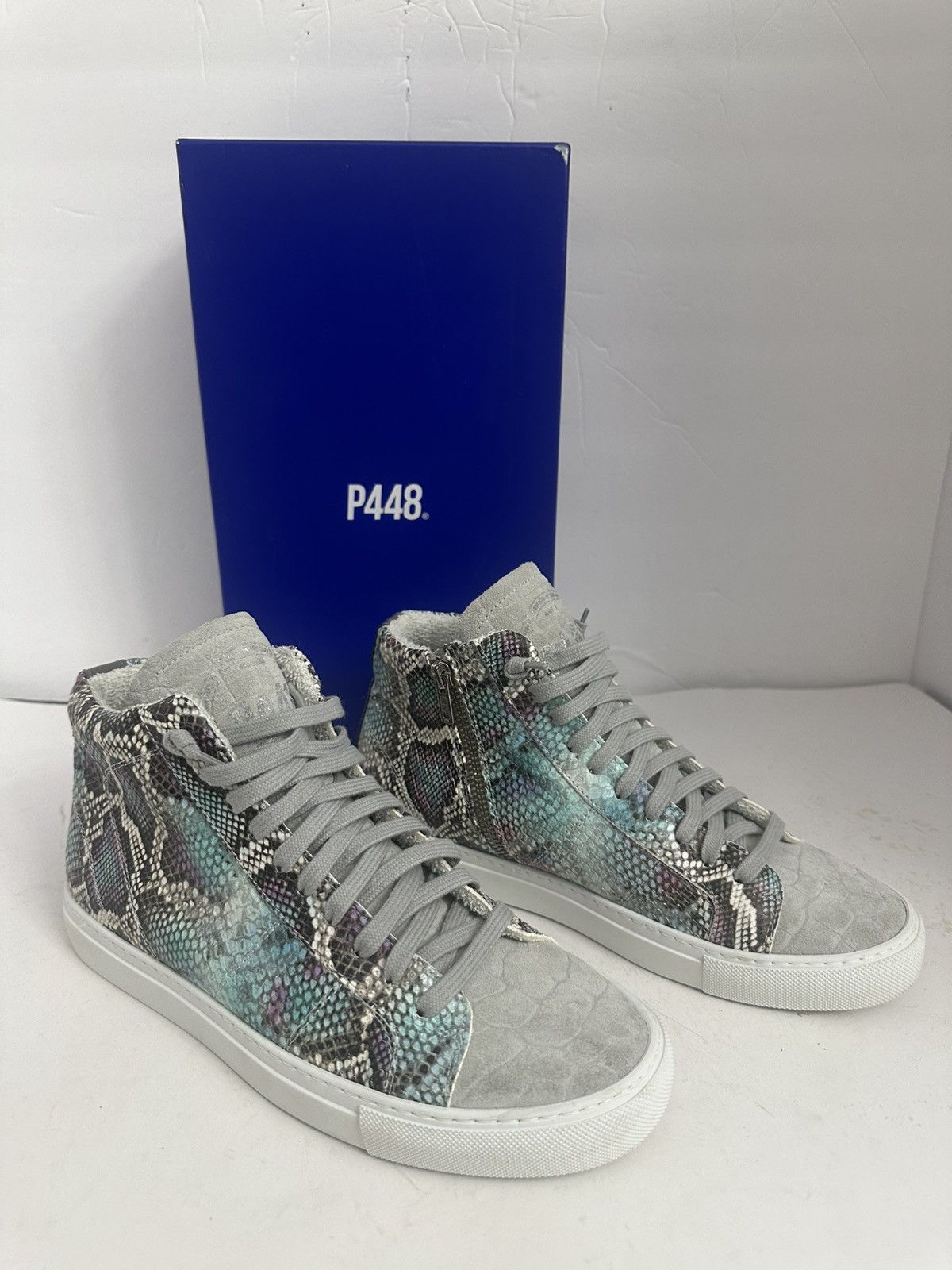 P448 P448 Star Embossed Low Hiding Heel High Top Sneaker Size US 9.5 / IT 39.5 - 1 Thumbnail
